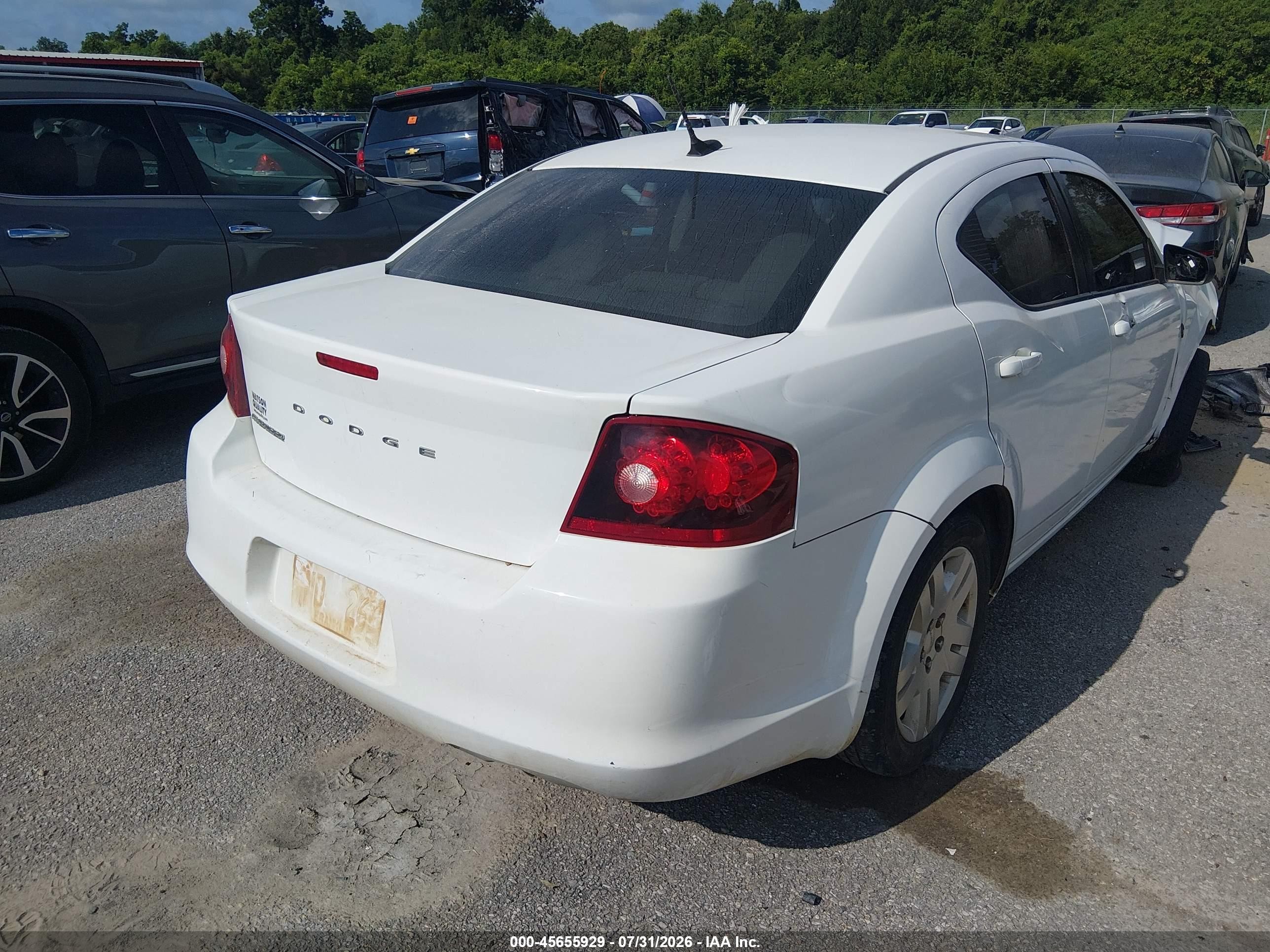 2014 Dodge Avenger Se White vin: 1C3CDZAB6EN143801
