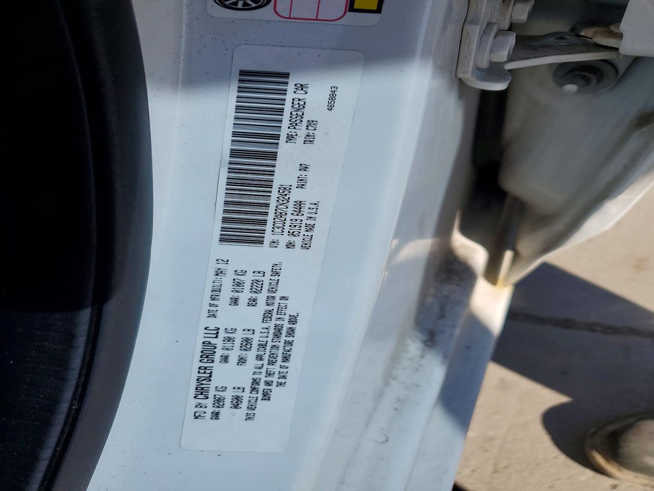 2012 Dodge Avenger Se White vin: 1C3CDZAB7CN324581