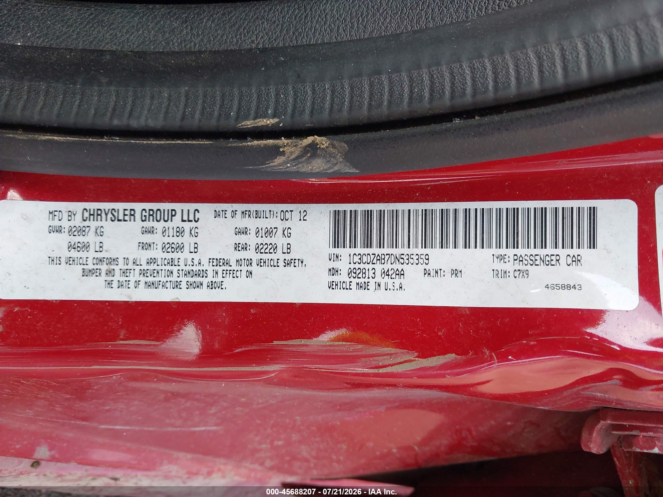 2013 Dodge Avenger Se Красный vin: 1C3CDZAB7DN535359