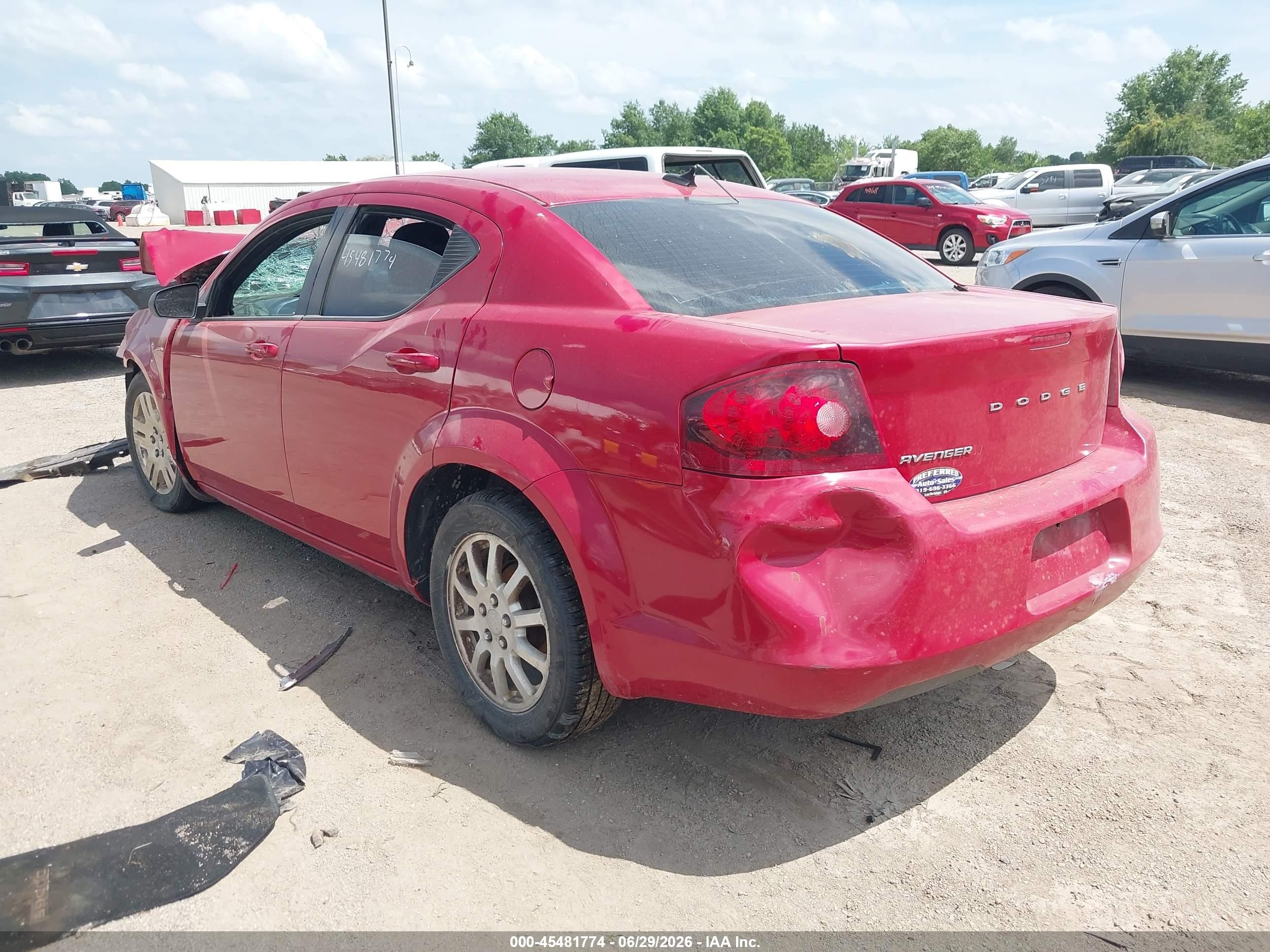 2013 Dodge Avenger Se Red vin: 1C3CDZAB7DN603661