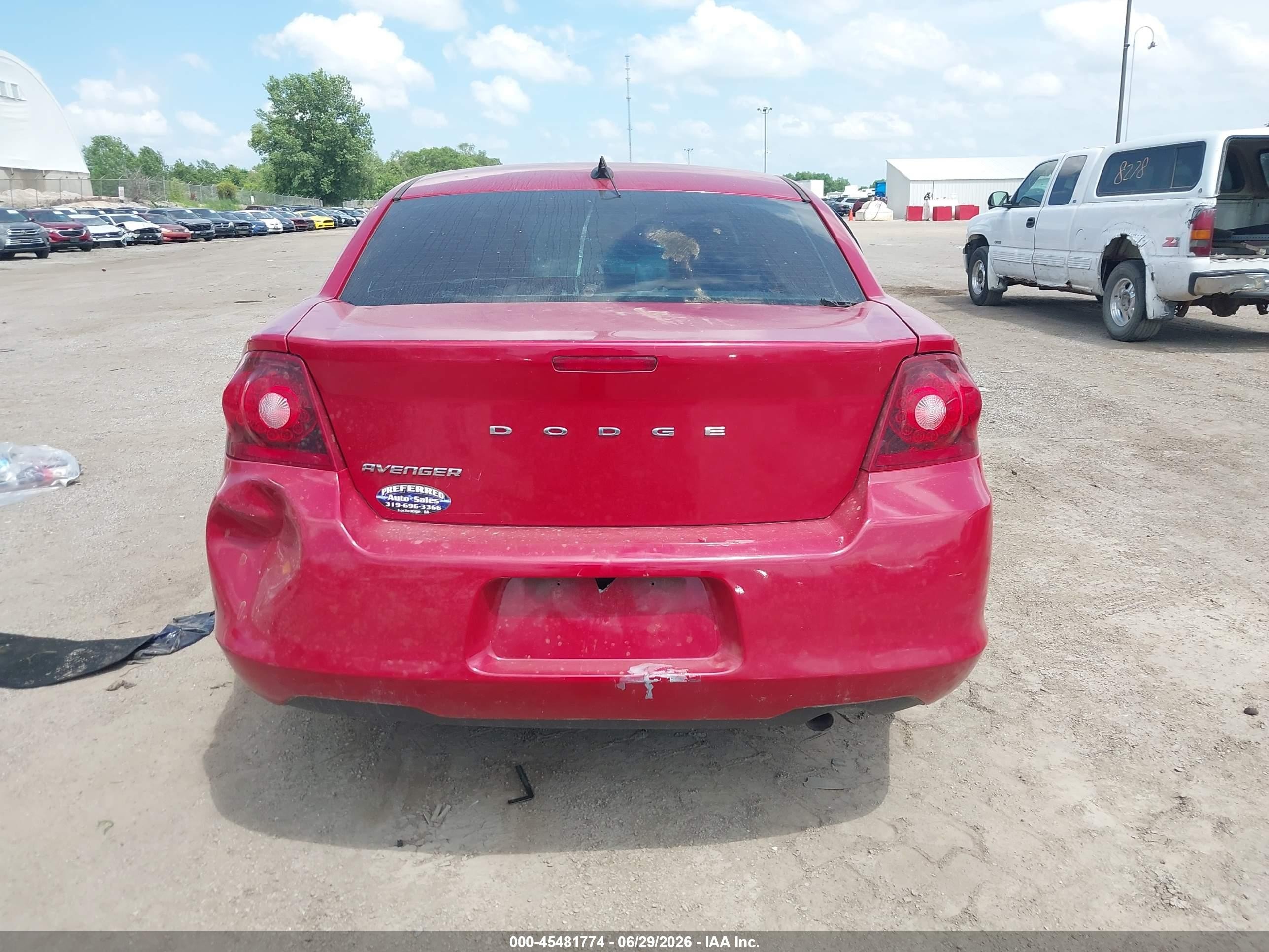 2013 Dodge Avenger Se Red vin: 1C3CDZAB7DN603661