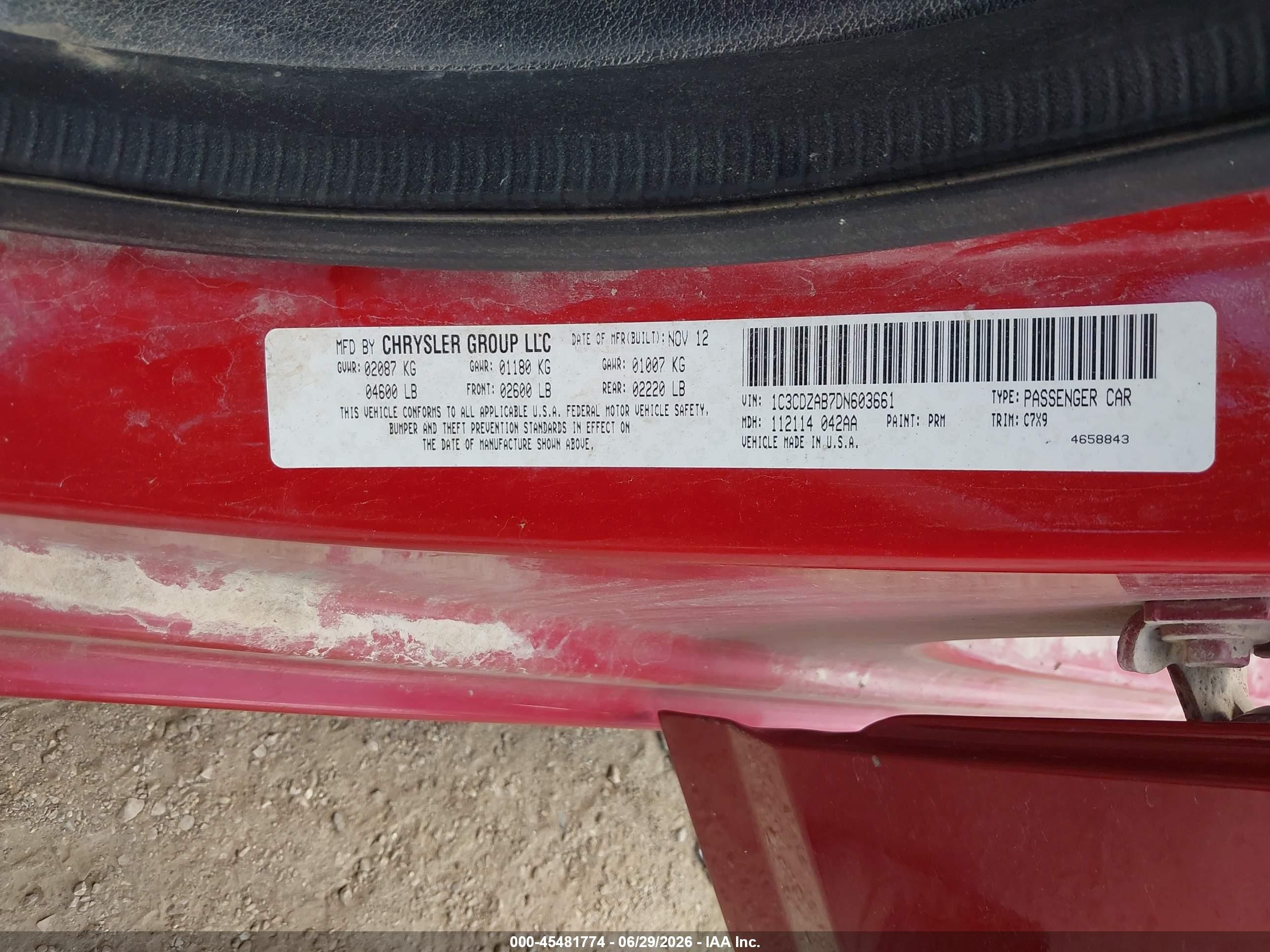 2013 Dodge Avenger Se Red vin: 1C3CDZAB7DN603661
