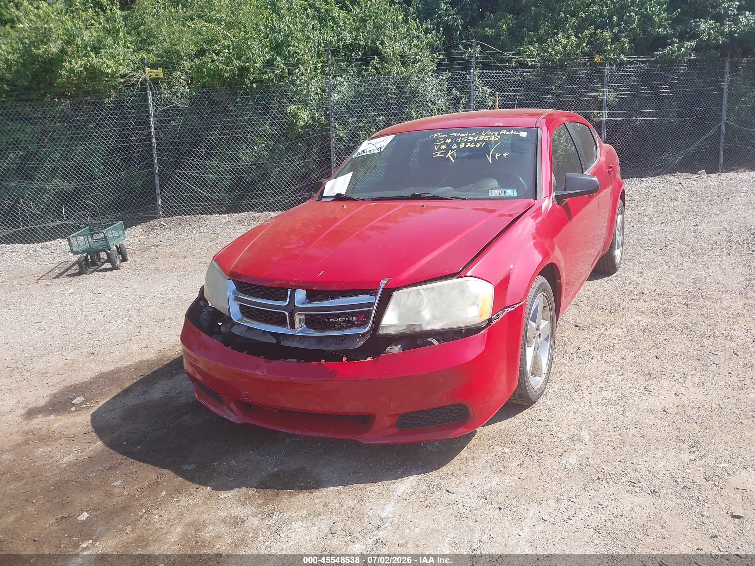 2013 Dodge Avenger Se Red vin: 1C3CDZAB7DN637681