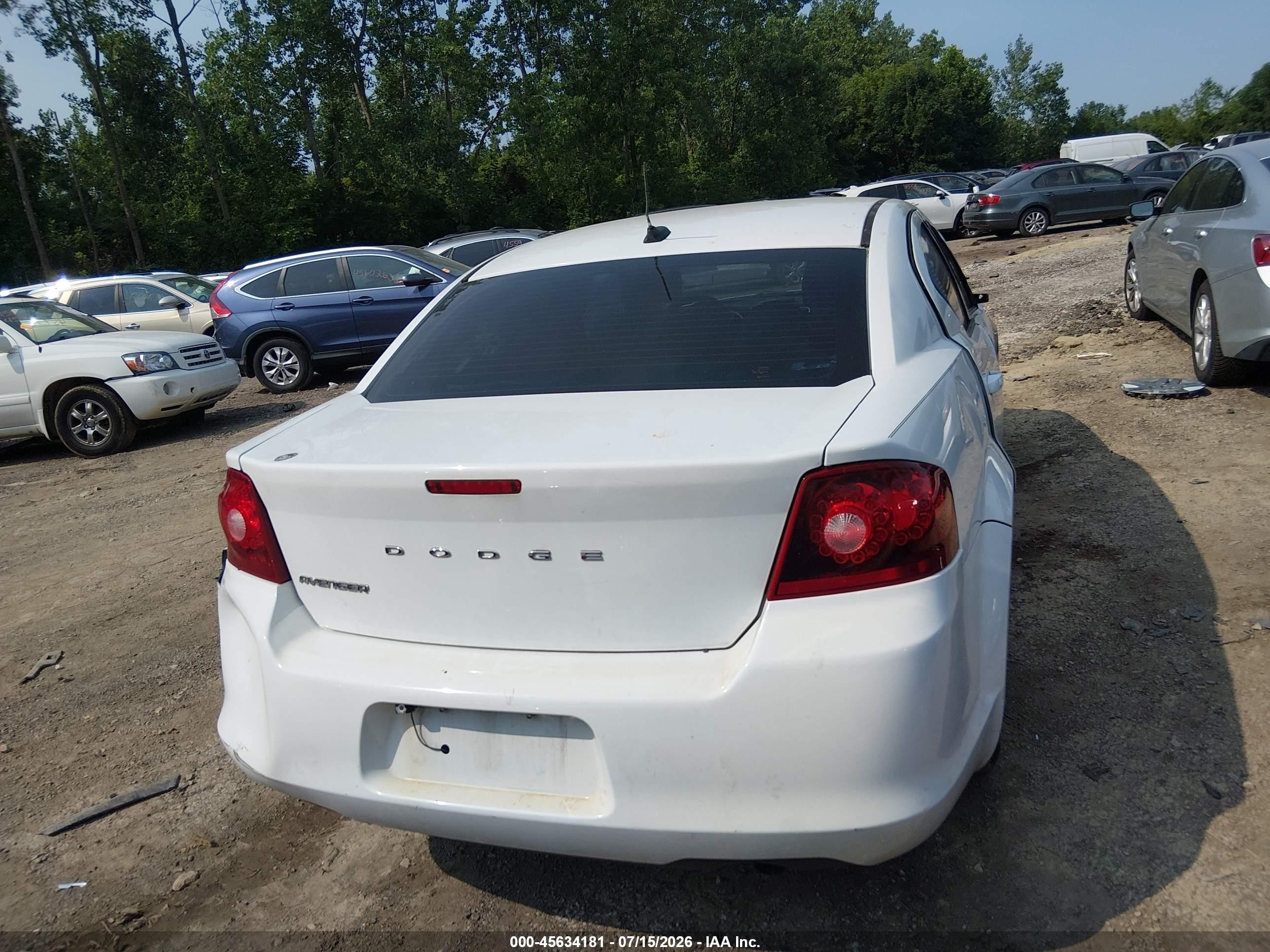 2014 Dodge Avenger Se Белый vin: 1C3CDZAB7EN166259