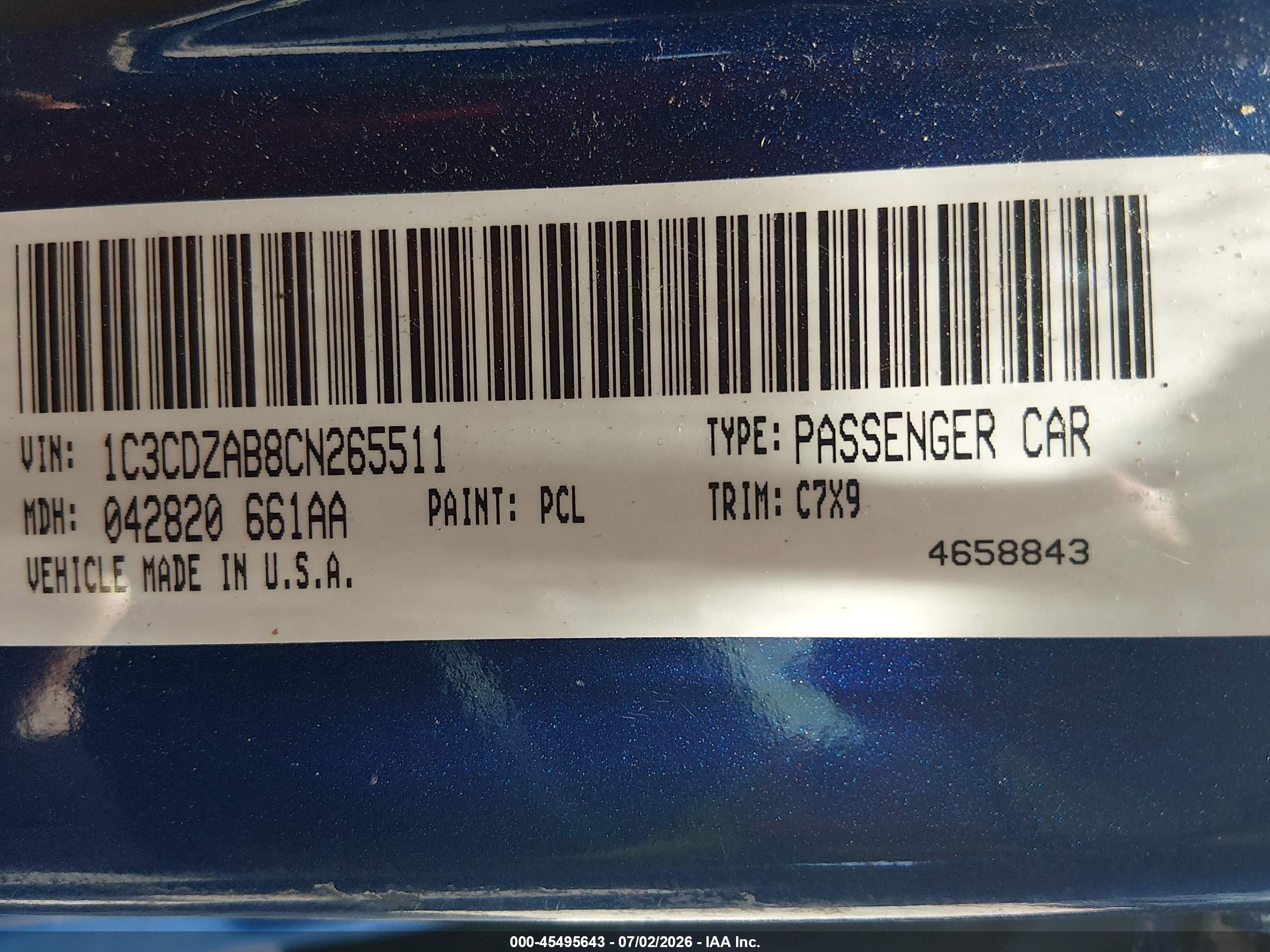 2012 Dodge Avenger Se Синий vin: 1C3CDZAB8CN265511