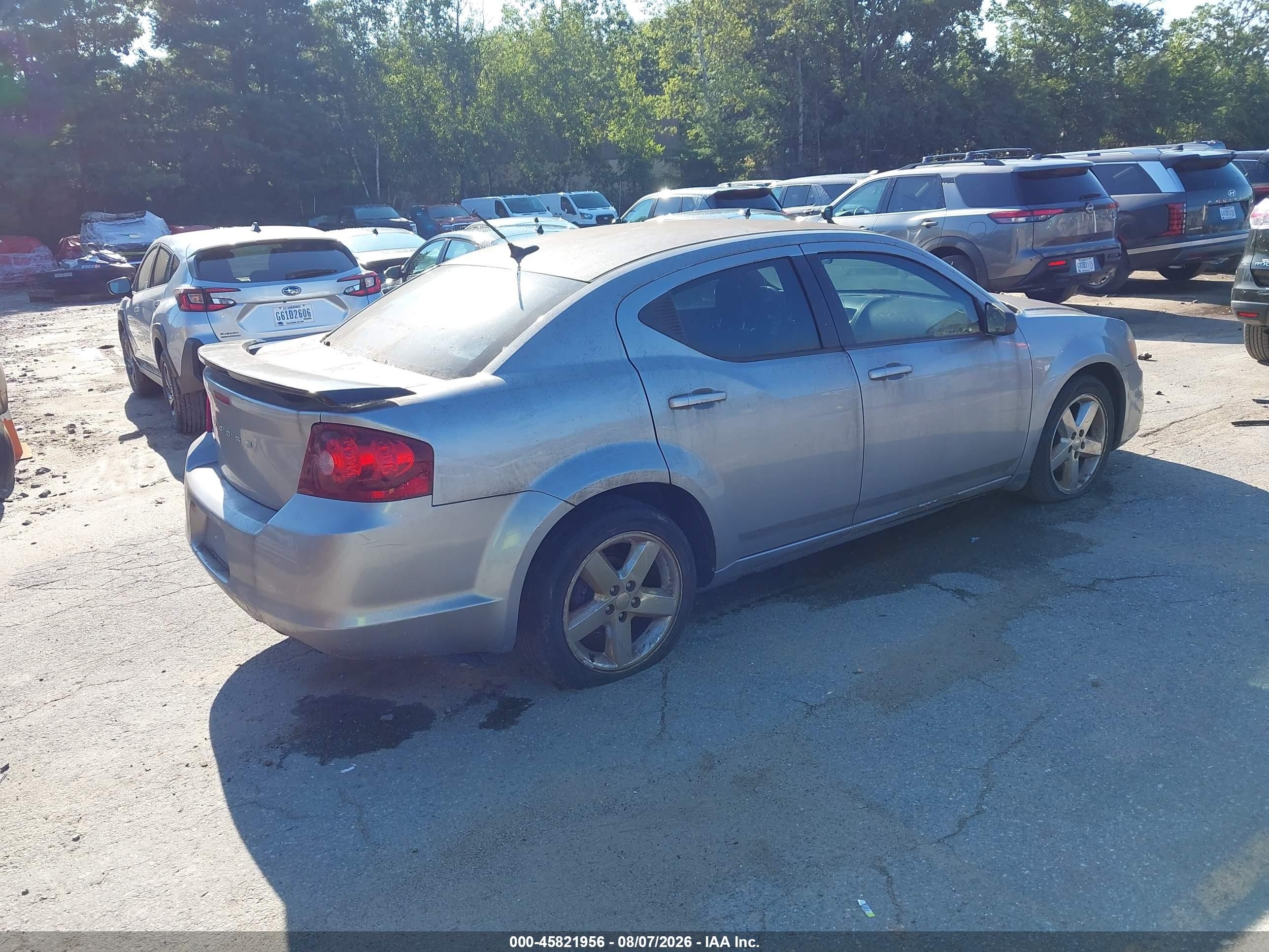 2013 Dodge Avenger Se Silver vin: 1C3CDZAB8DN536844