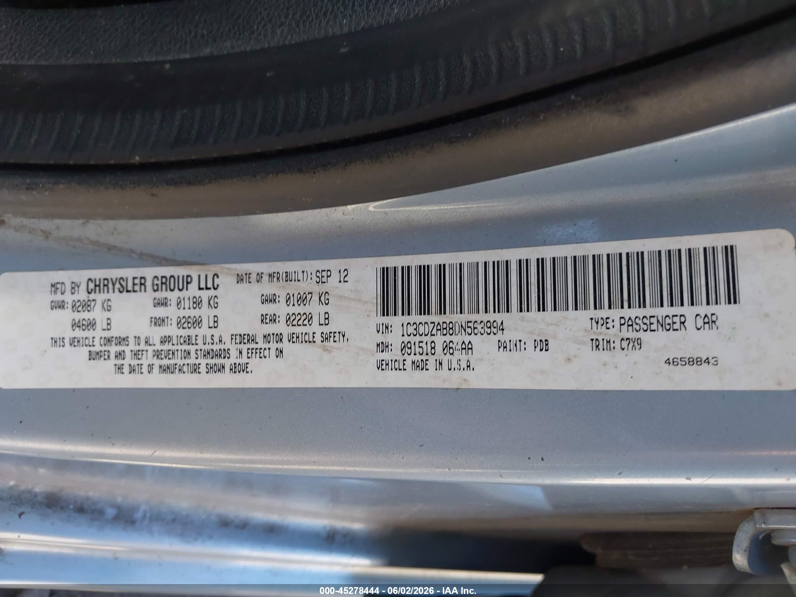 2013 Dodge Avenger Se Light Blue vin: 1C3CDZAB8DN563994
