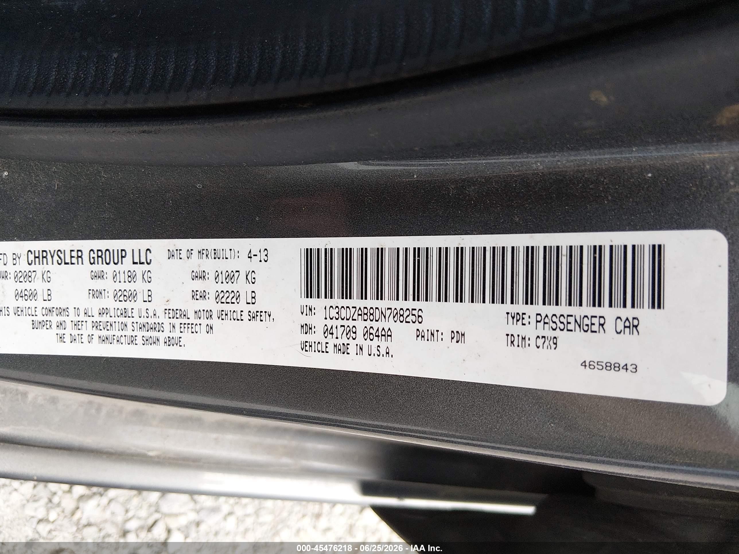 2013 Dodge Avenger Se Gray vin: 1C3CDZAB8DN708256