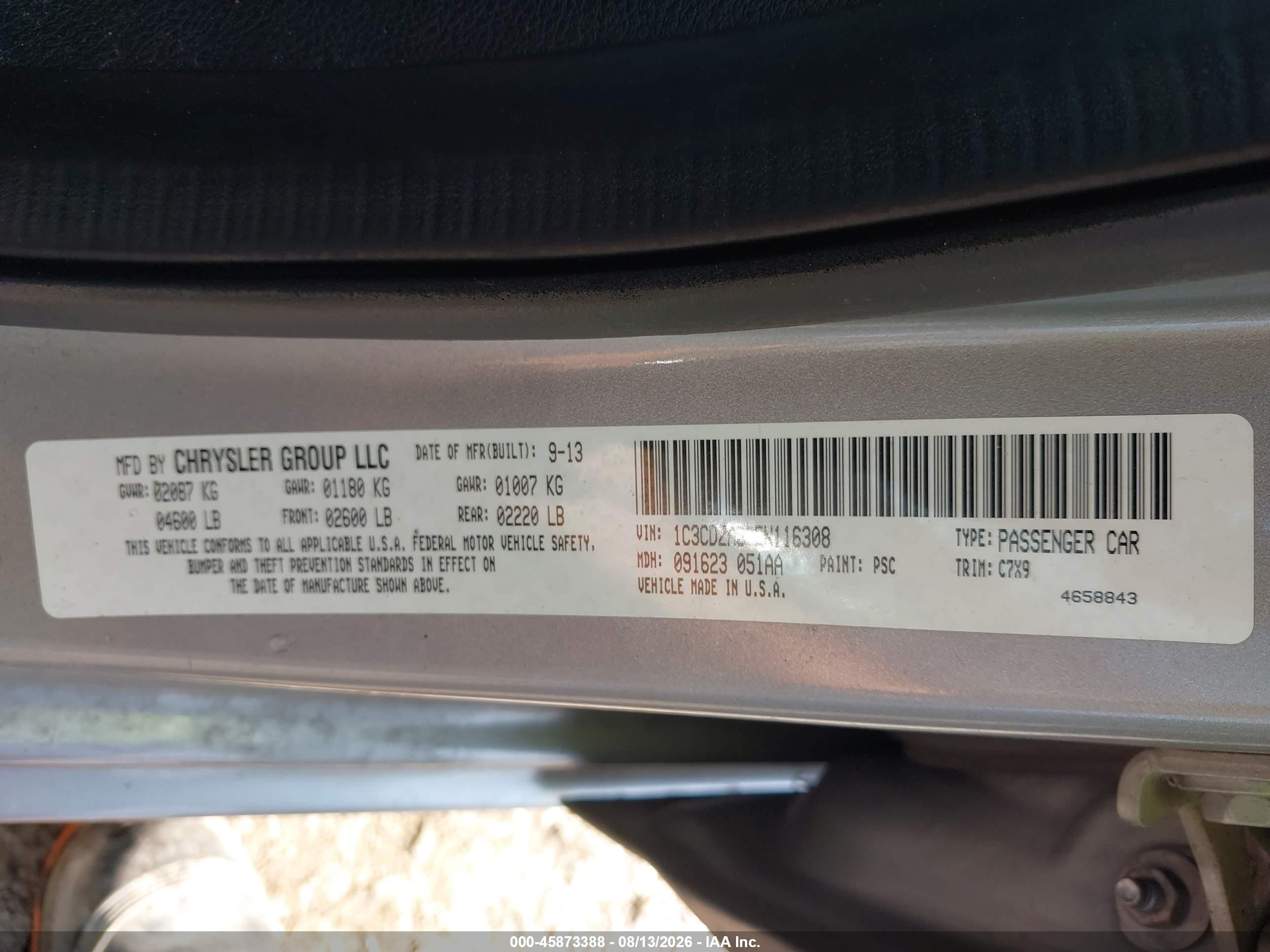 2014 Dodge Avenger Se Gray vin: 1C3CDZAB8EN116308