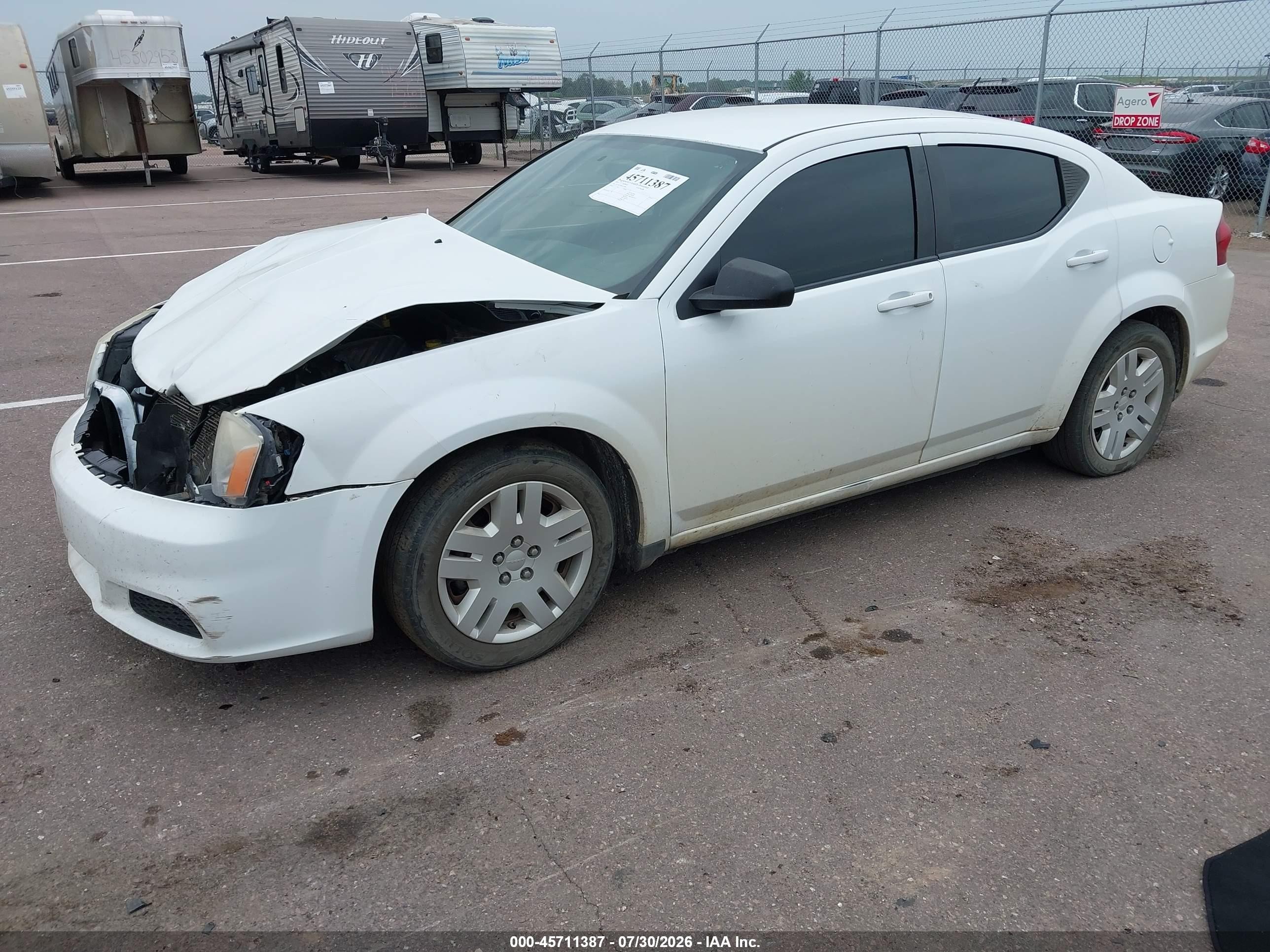 2014 Dodge Avenger Se White vin: 1C3CDZAB8EN139989