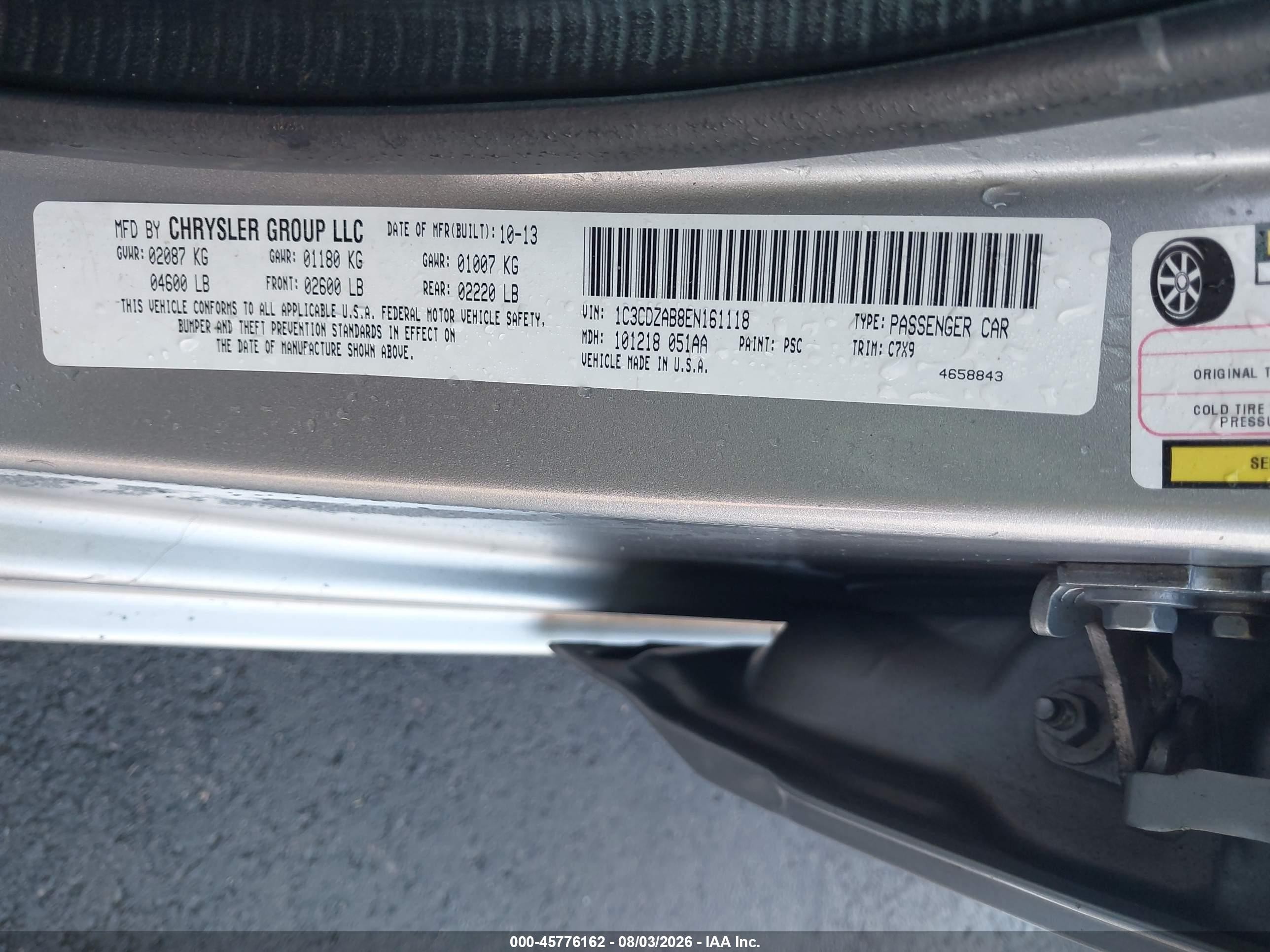 2014 Dodge Avenger Se Silver vin: 1C3CDZAB8EN161118
