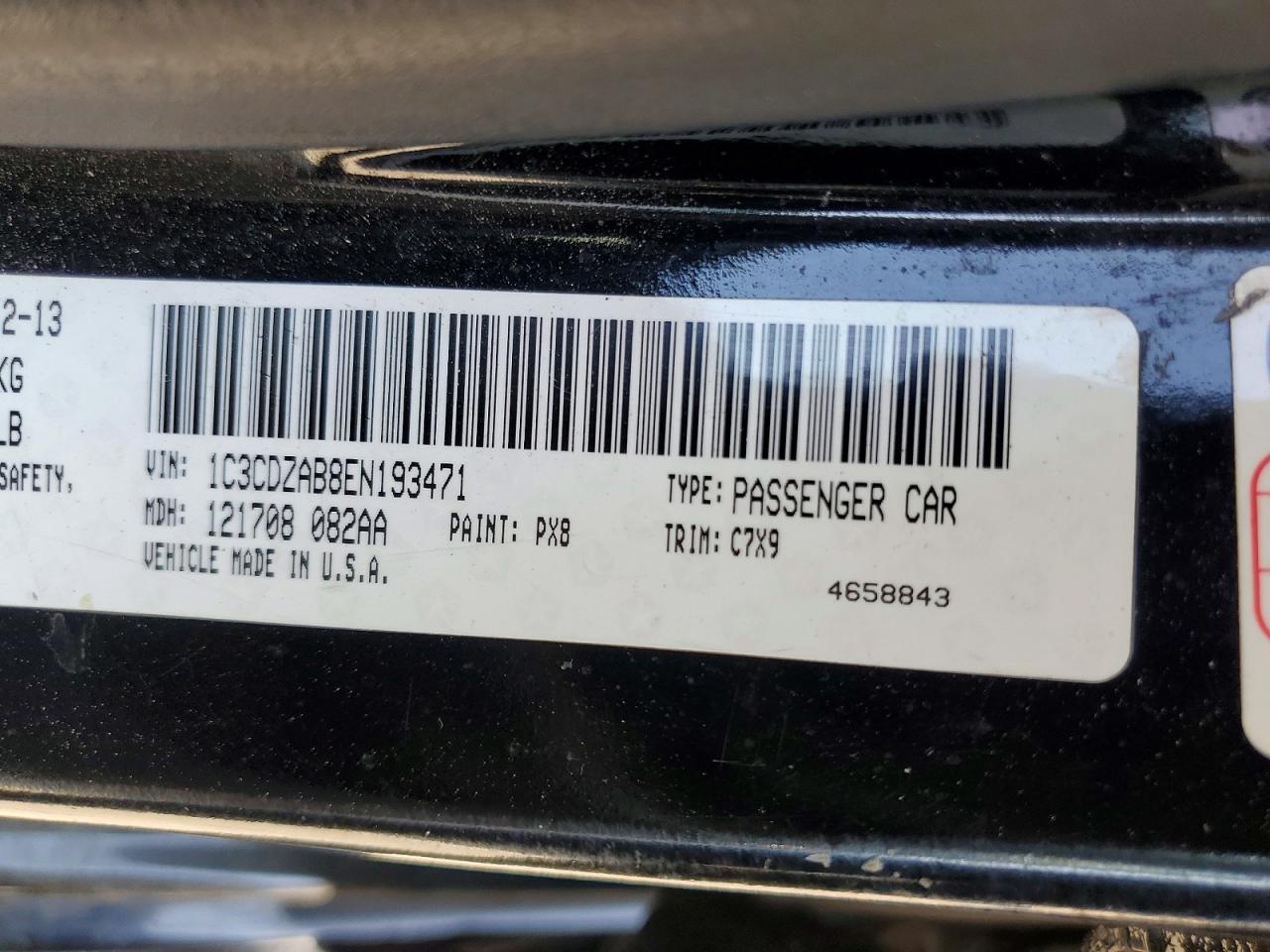 2014 Dodge Avenger Se Черный vin: 1C3CDZAB8EN193471
