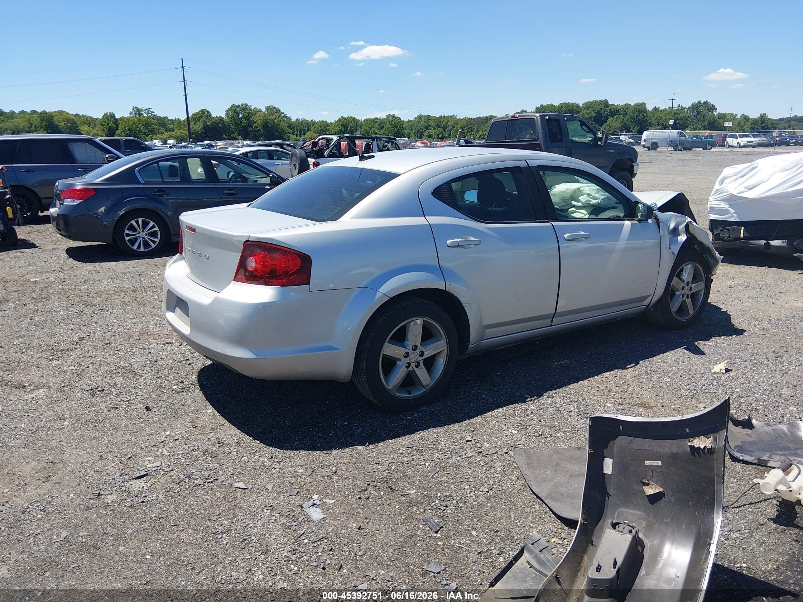 2012 Dodge Avenger Se Silver vin: 1C3CDZAB9CN141635