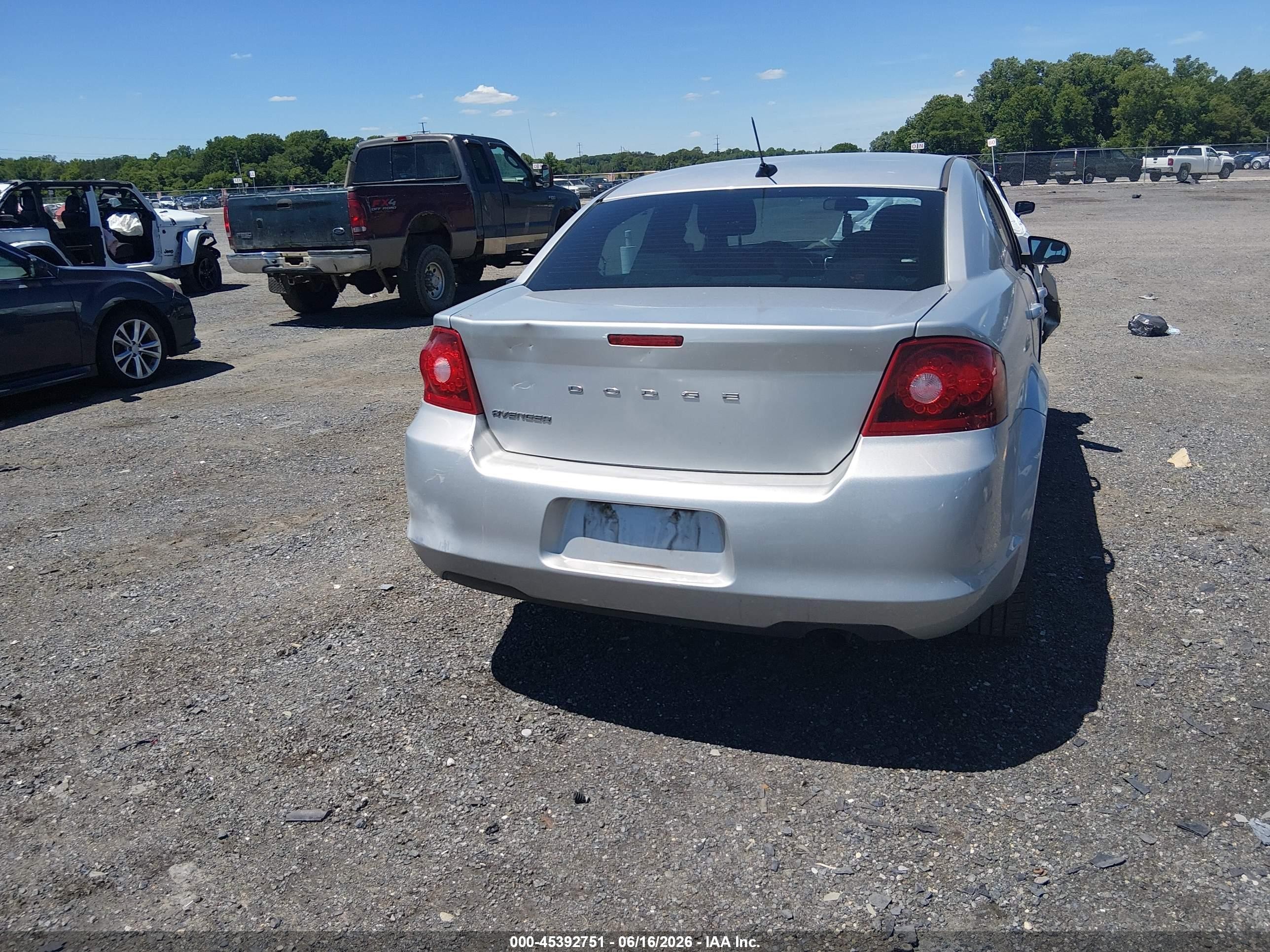 2012 Dodge Avenger Se Silver vin: 1C3CDZAB9CN141635
