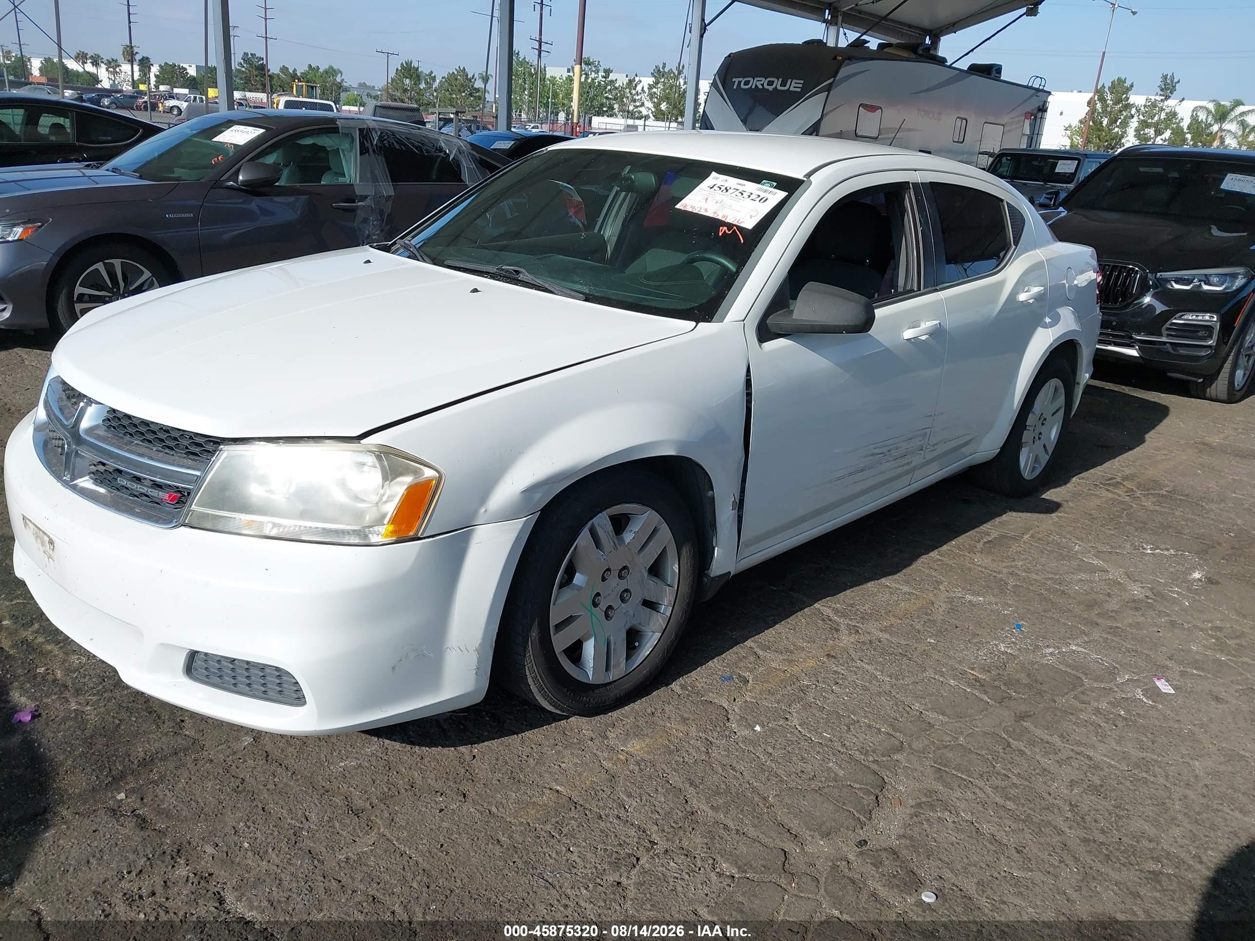 2012 Dodge Avenger Se White vin: 1C3CDZAB9CN214020