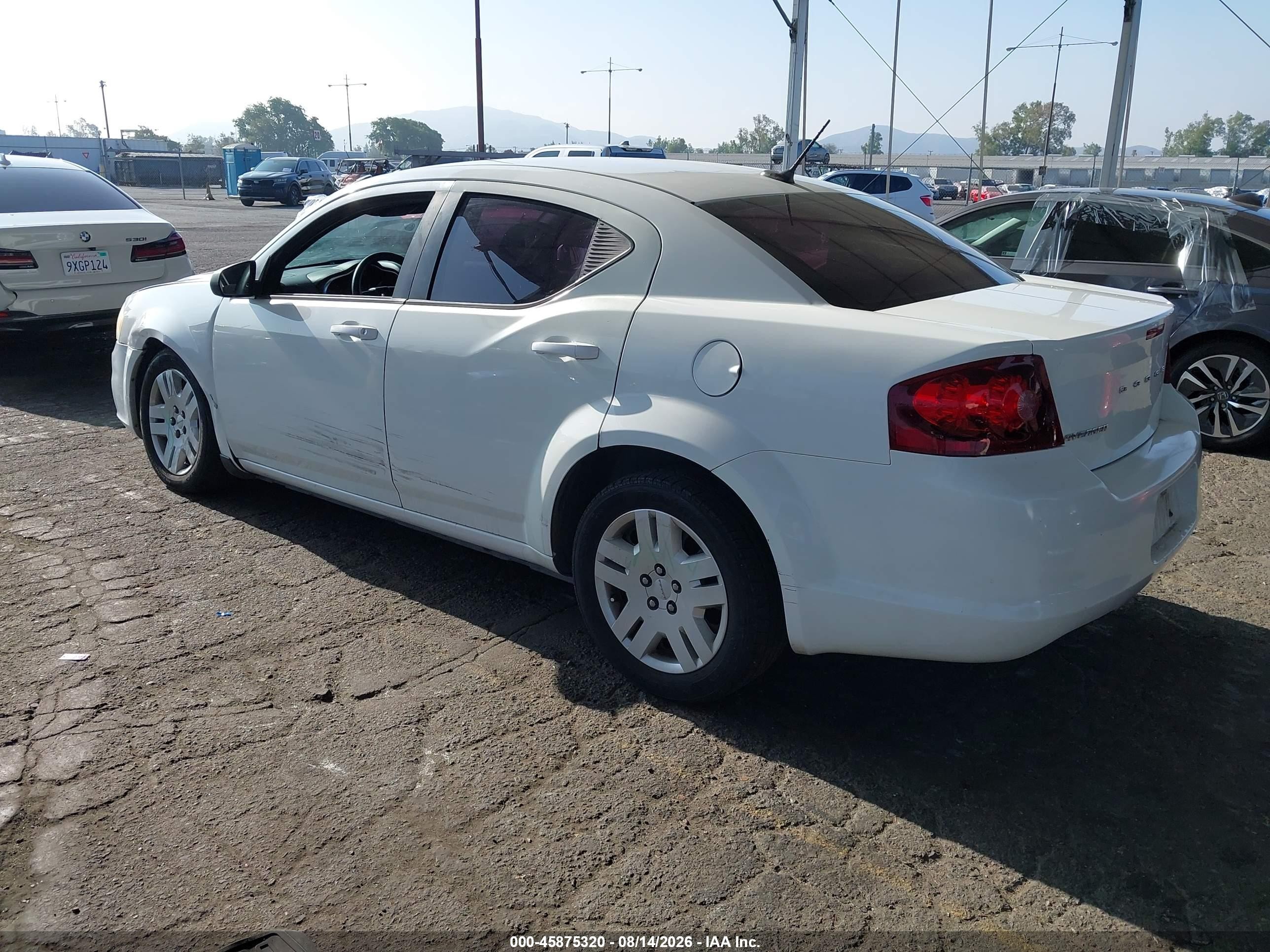 2012 Dodge Avenger Se White vin: 1C3CDZAB9CN214020