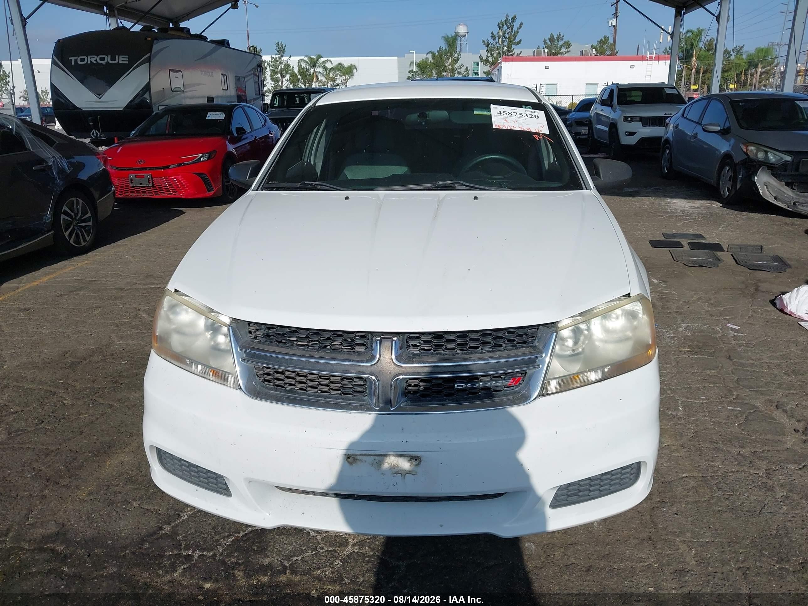 2012 Dodge Avenger Se White vin: 1C3CDZAB9CN214020