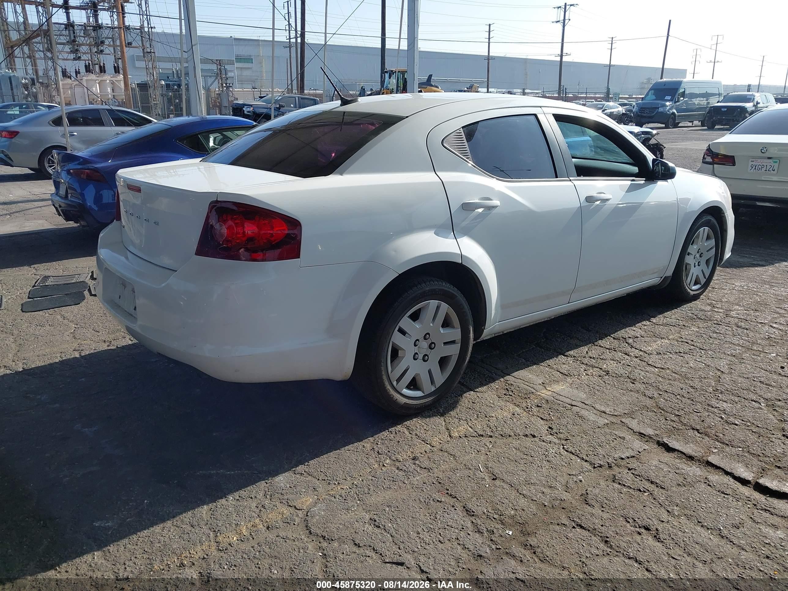 2012 Dodge Avenger Se White vin: 1C3CDZAB9CN214020