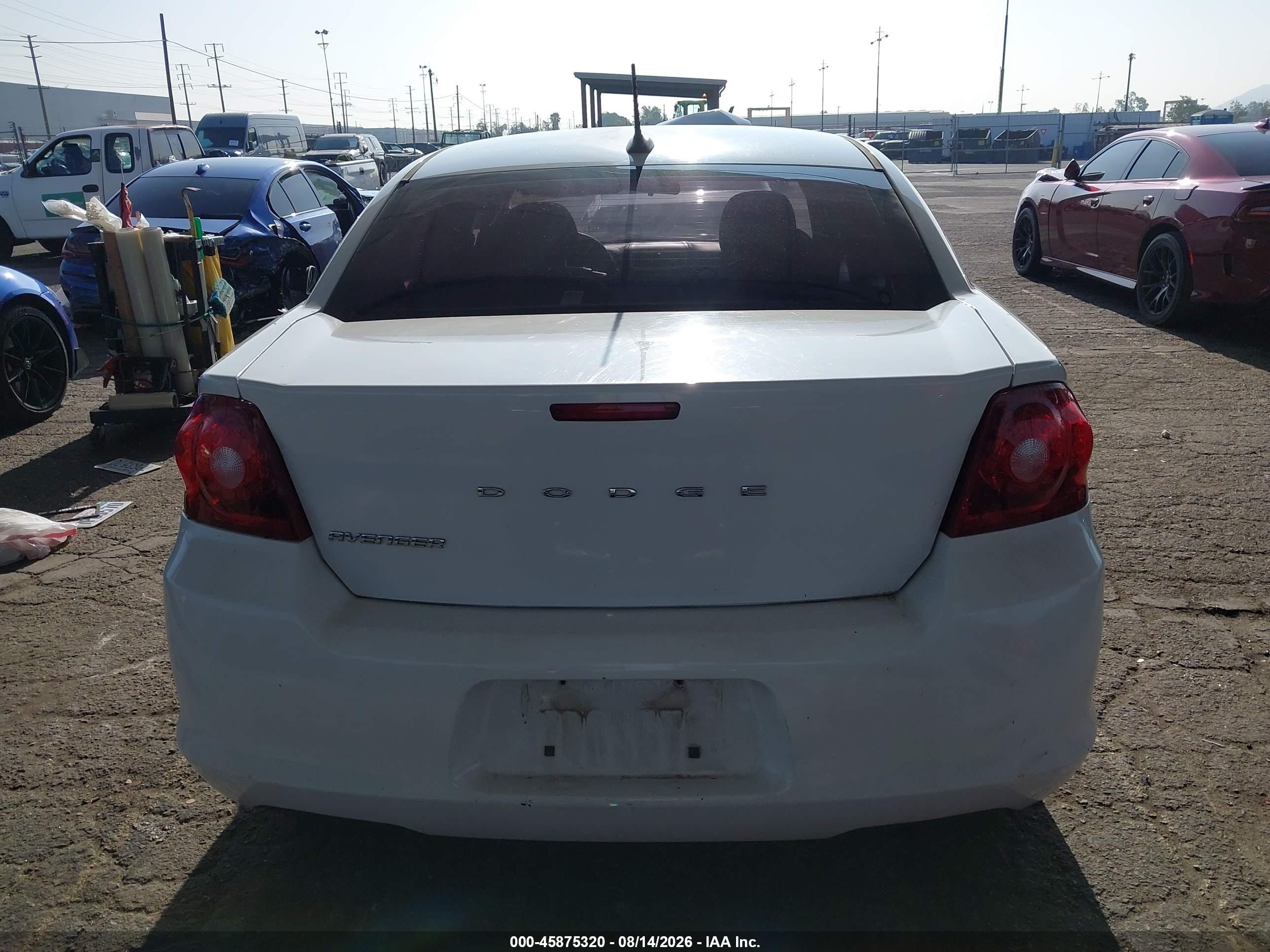 2012 Dodge Avenger Se White vin: 1C3CDZAB9CN214020
