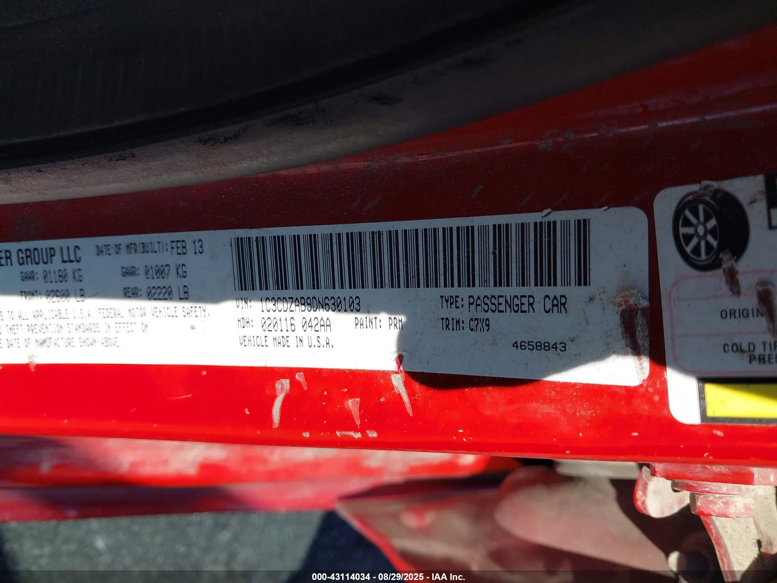 2013 Dodge Avenger Se Red vin: 1C3CDZAB9DN630103