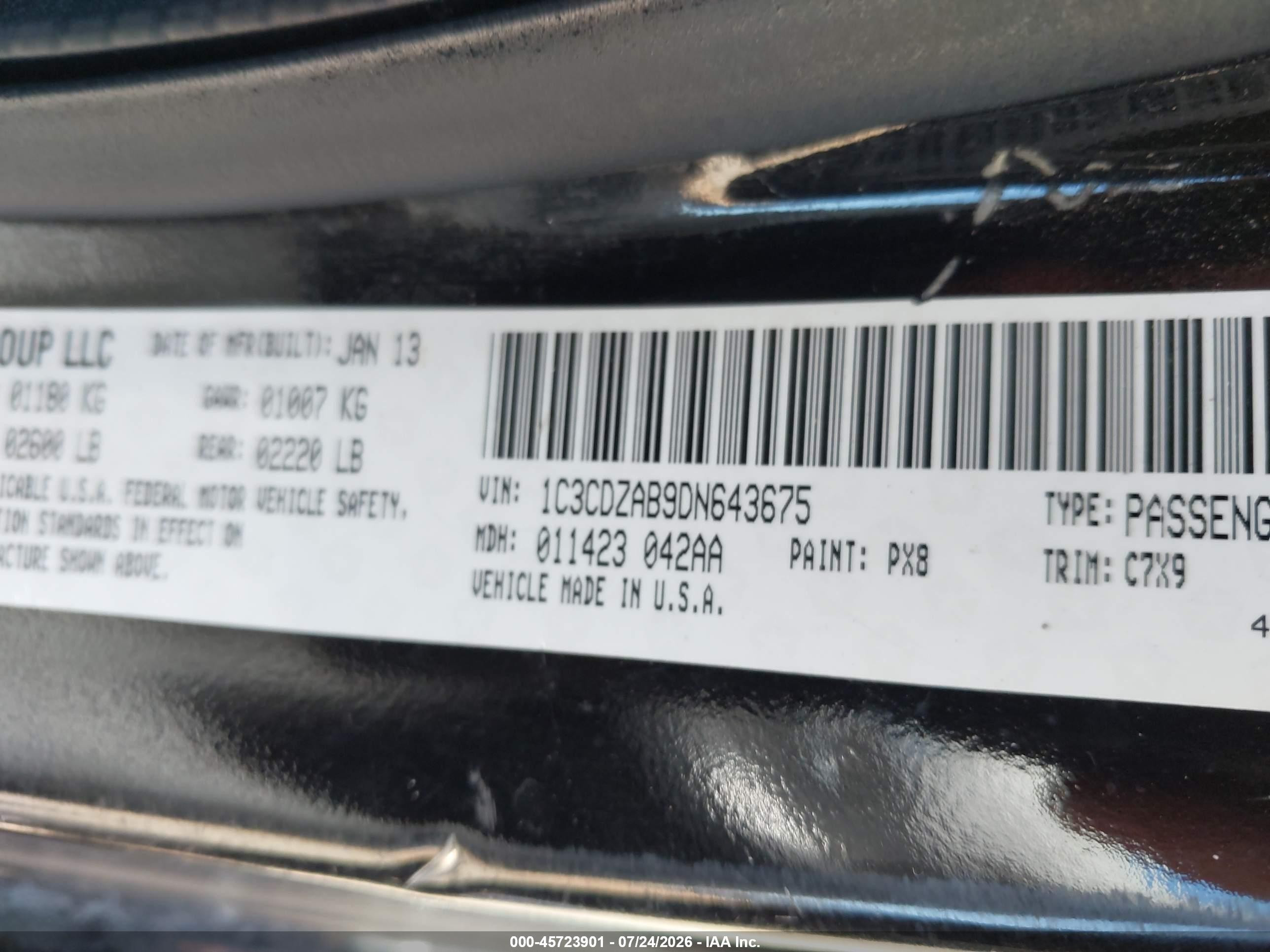 2013 Dodge Avenger Se Черный vin: 1C3CDZAB9DN643675
