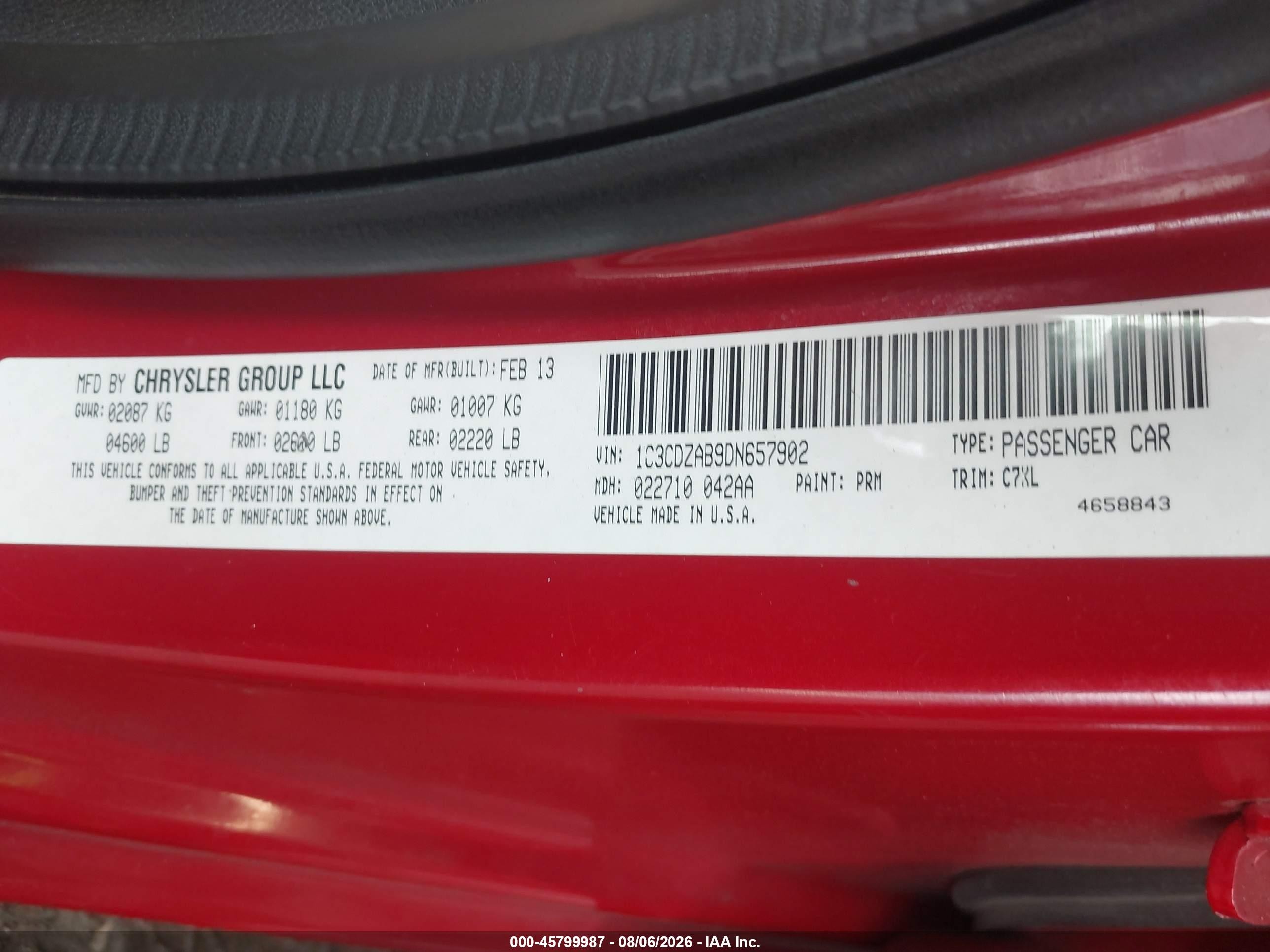 2013 Dodge Avenger Se Red vin: 1C3CDZAB9DN657902