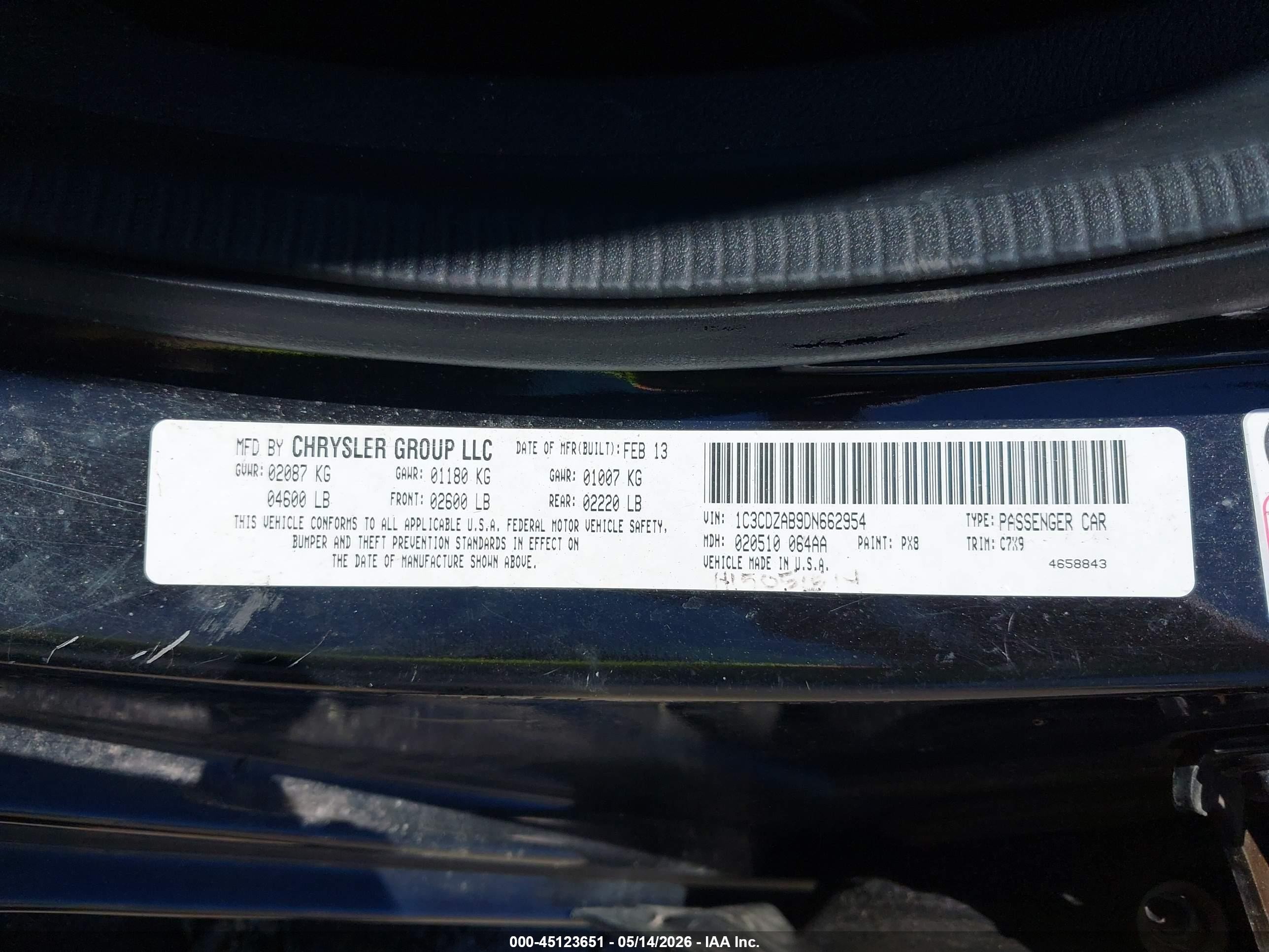 2013 Dodge Avenger Se Black vin: 1C3CDZAB9DN662954
