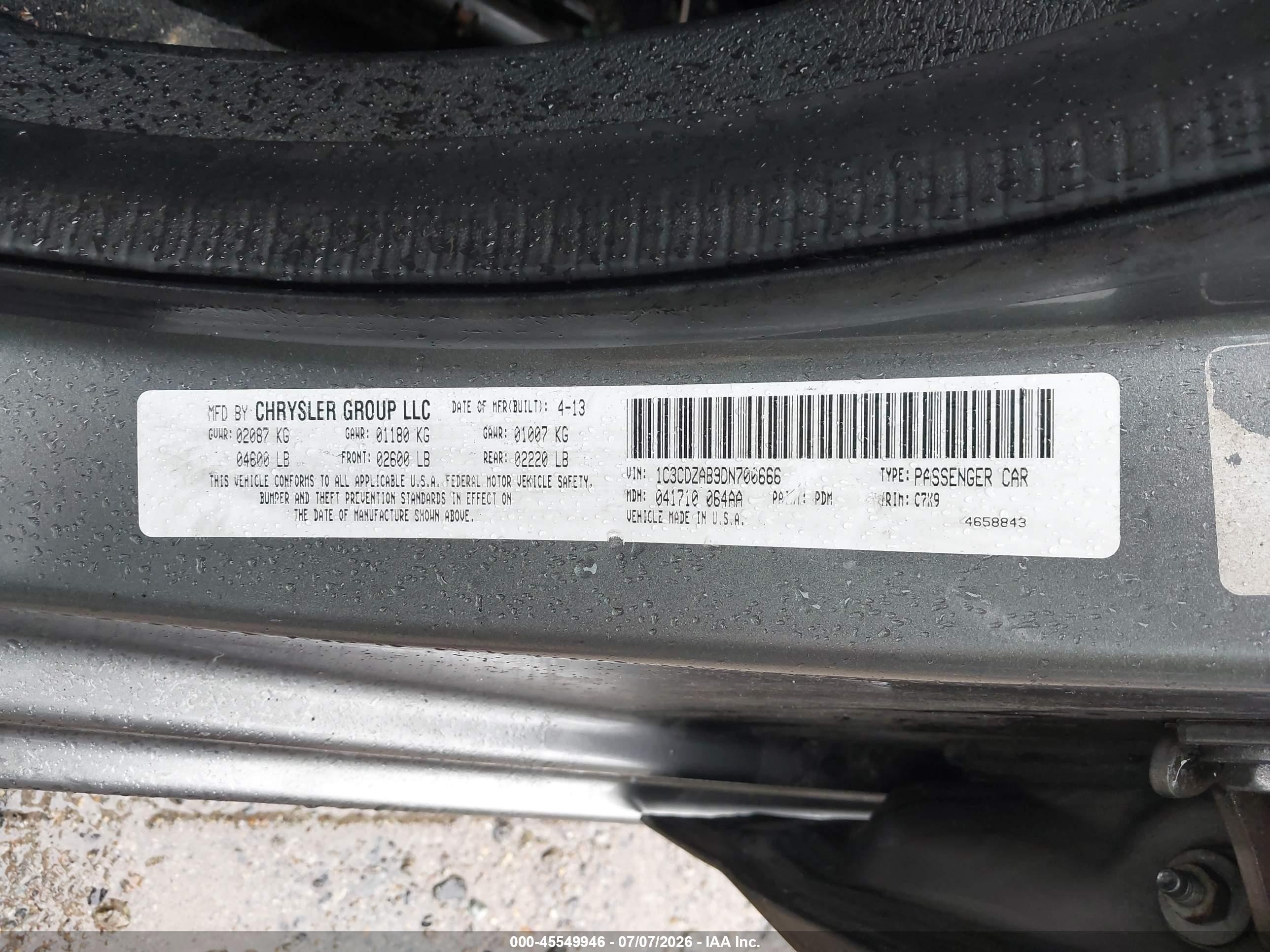 2013 Dodge Avenger Se Gray vin: 1C3CDZAB9DN700666