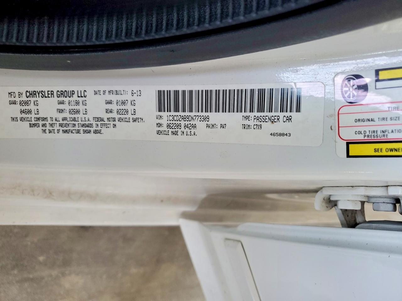 2013 Dodge Avenger Se White vin: 1C3CDZAB9DN773309