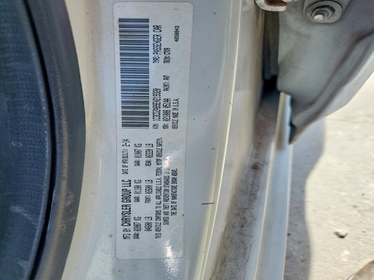 2014 Dodge Avenger Se White vin: 1C3CDZAB9EN219320