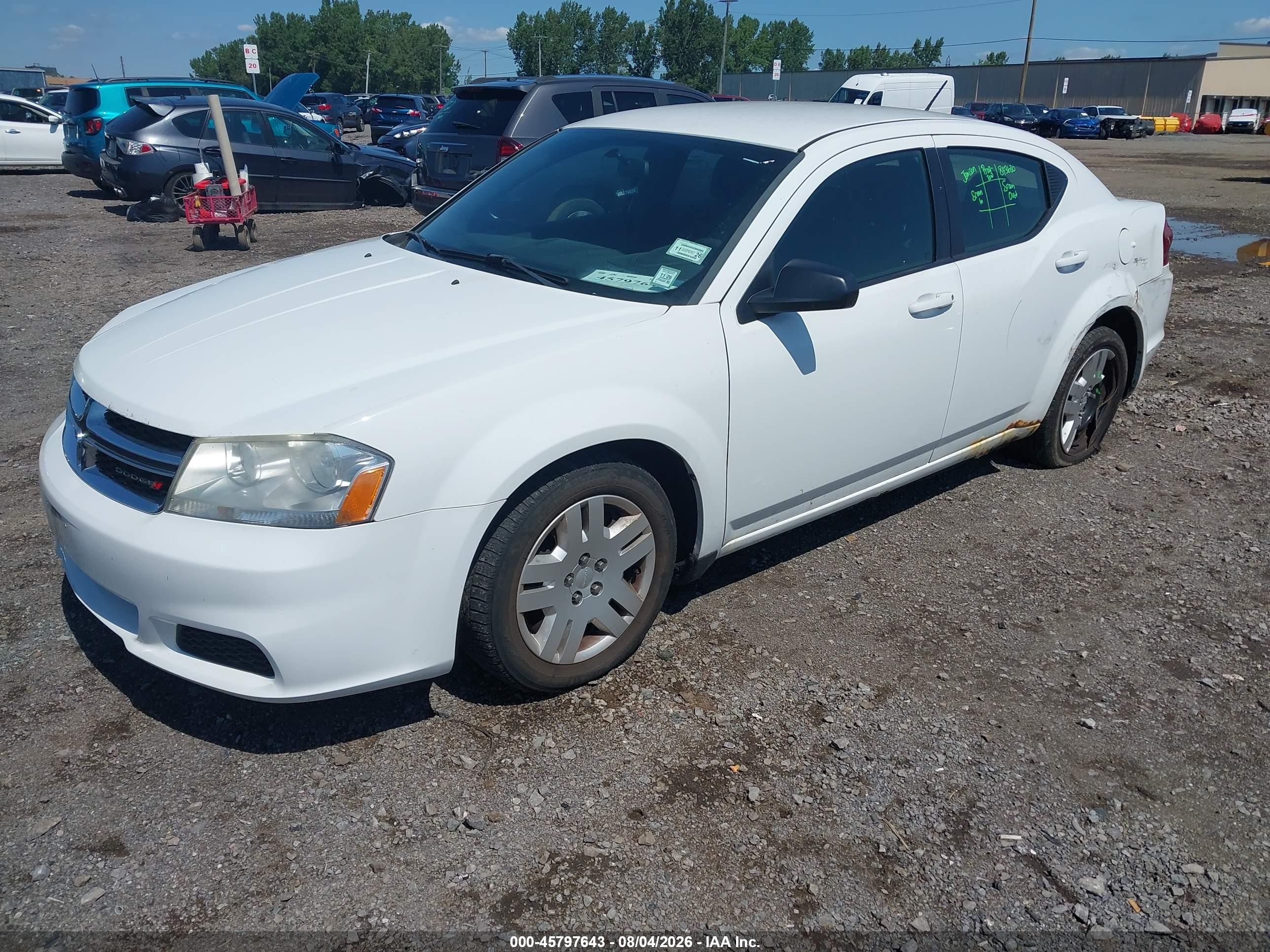 2014 Dodge Avenger Se White vin: 1C3CDZAB9EN221701