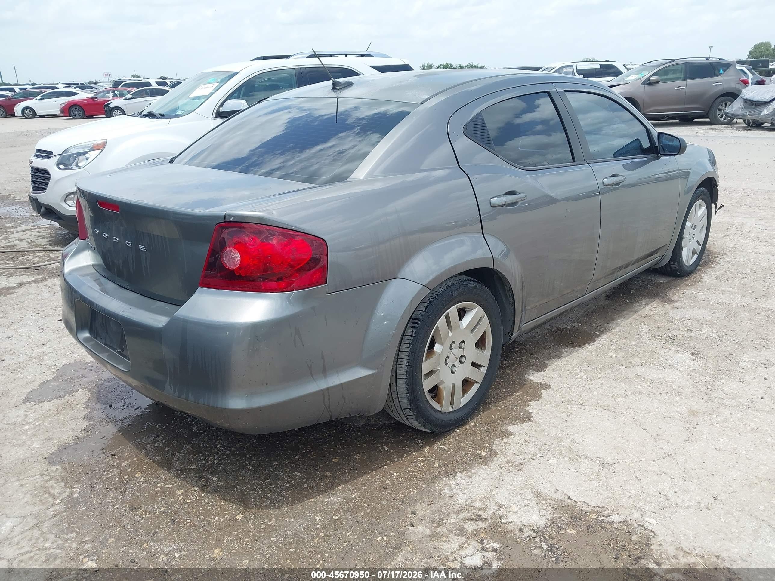 2013 Dodge Avenger Se Gray vin: 1C3CDZABXDN548378