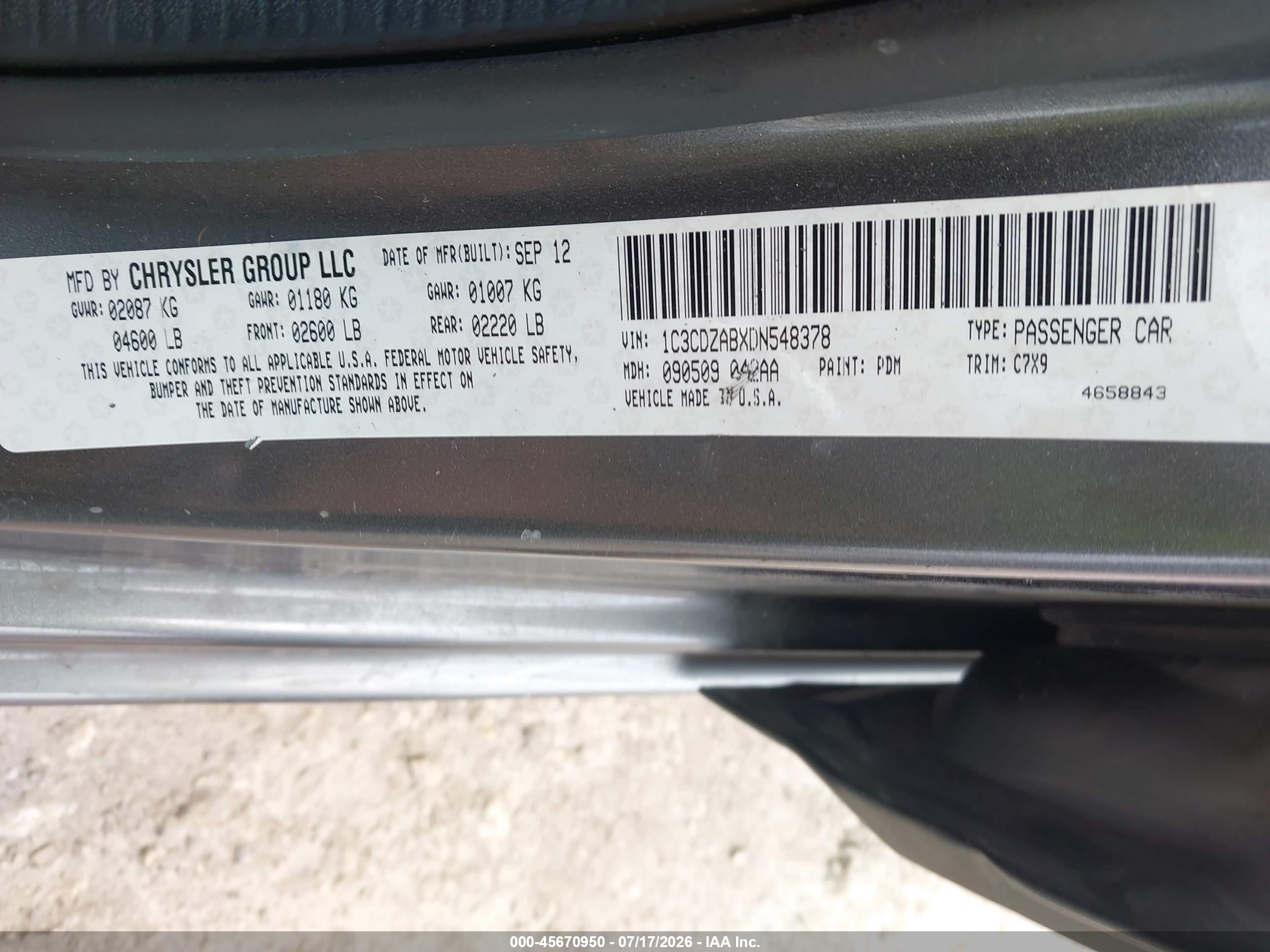 2013 Dodge Avenger Se Gray vin: 1C3CDZABXDN548378