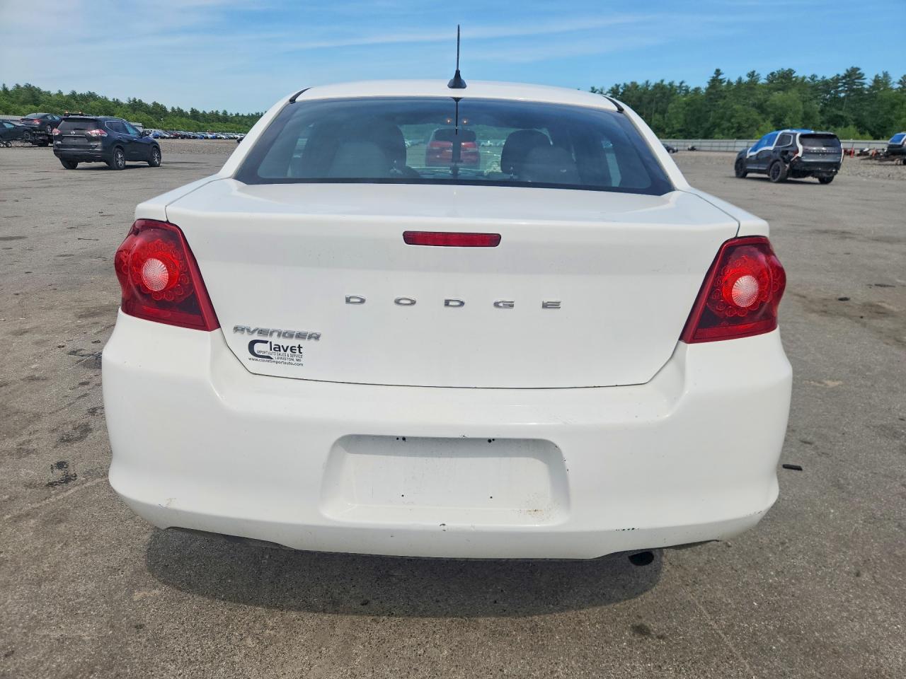 2014 Dodge Avenger White vin: 1C3CDZABXEN190006