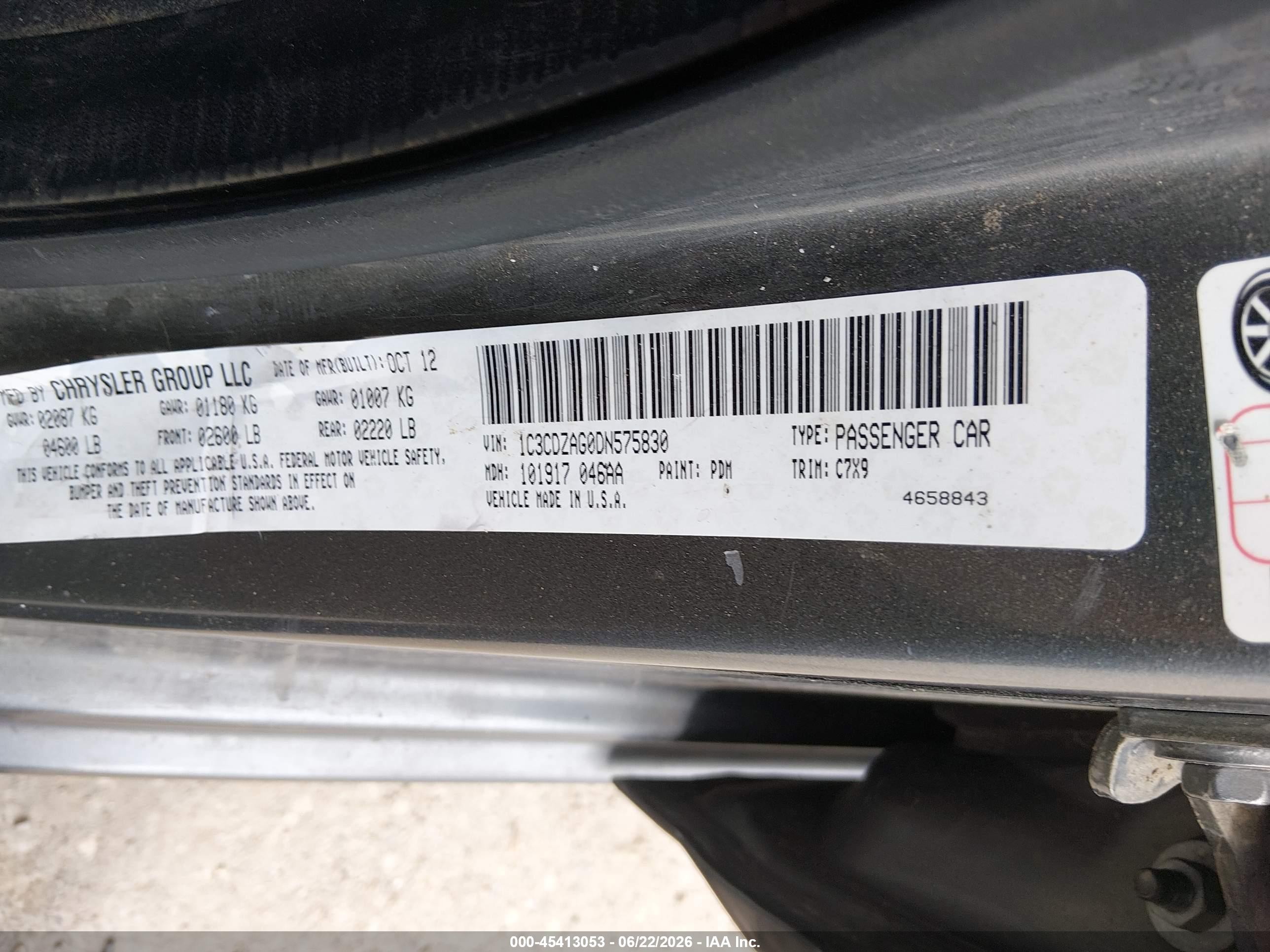 2013 Dodge Avenger Se V6 Gray vin: 1C3CDZAG0DN575830