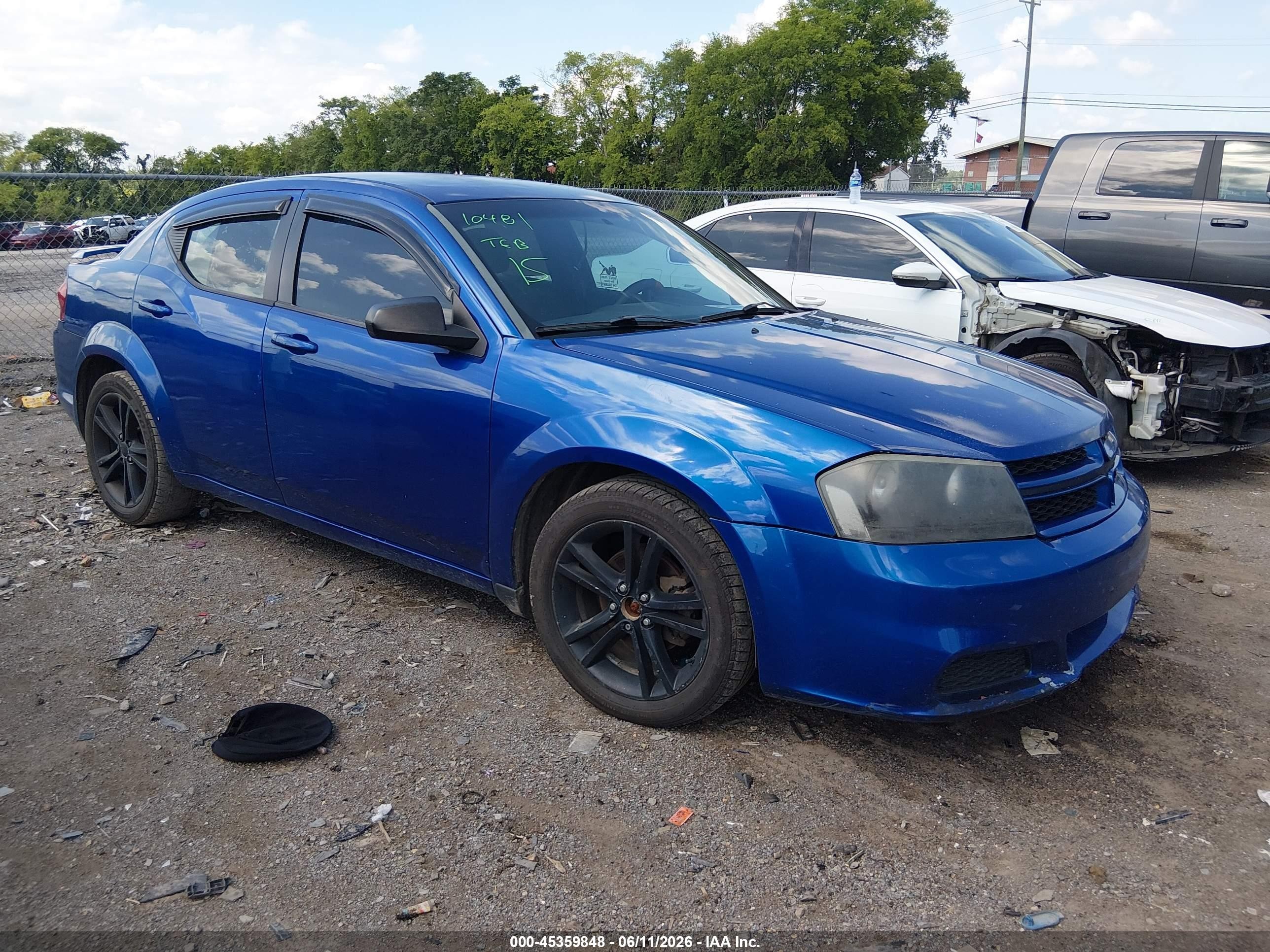 2014 Dodge Avenger Se Blue vin: 1C3CDZAG0EN160296