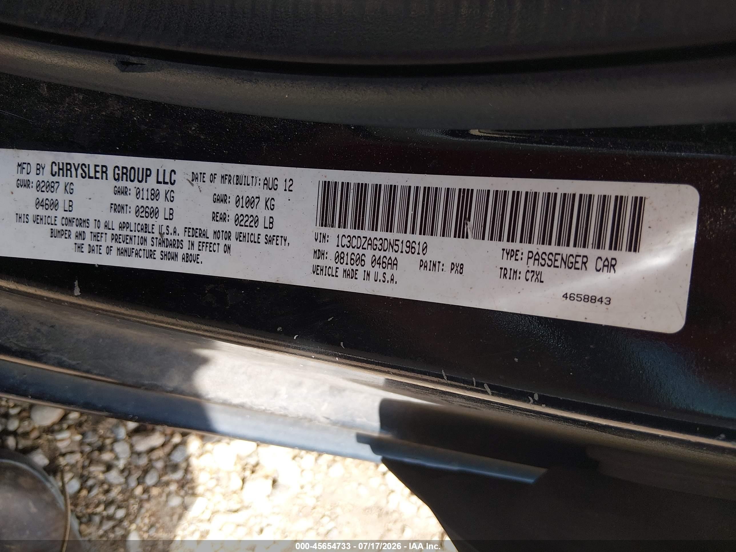 2013 Dodge Avenger Se V6 Черный vin: 1C3CDZAG3DN519610