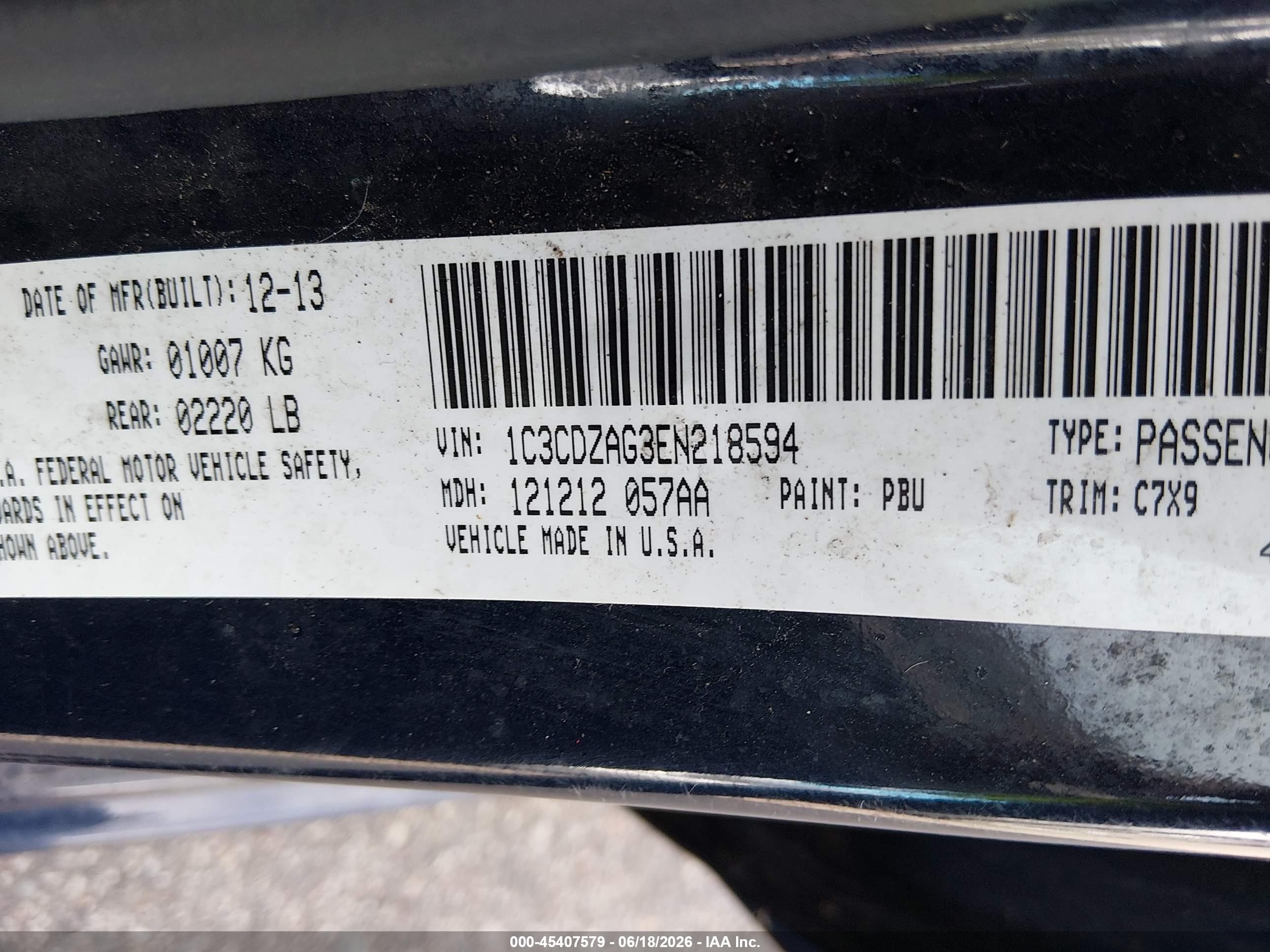 2014 Dodge Avenger Se Синий vin: 1C3CDZAG3EN218594