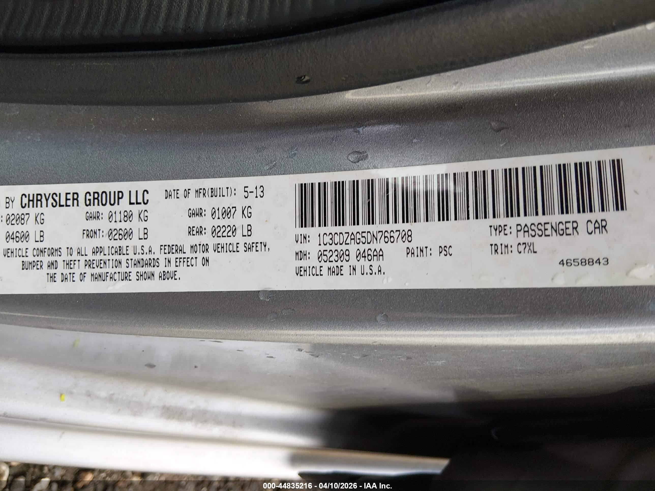 2013 Dodge Avenger Se V6 Gray vin: 1C3CDZAG5DN766708