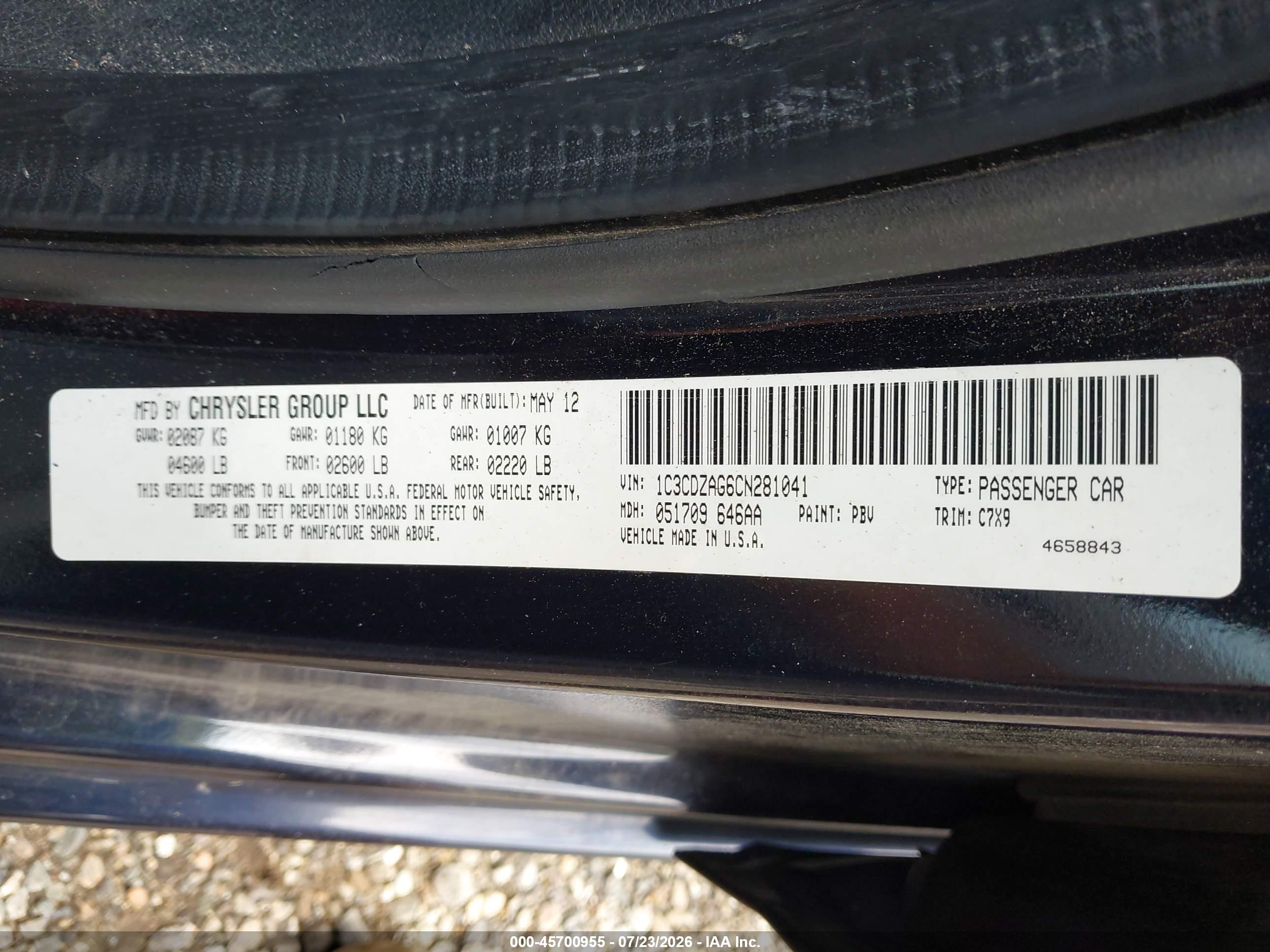2012 Dodge Avenger Se Blue vin: 1C3CDZAG6CN281041