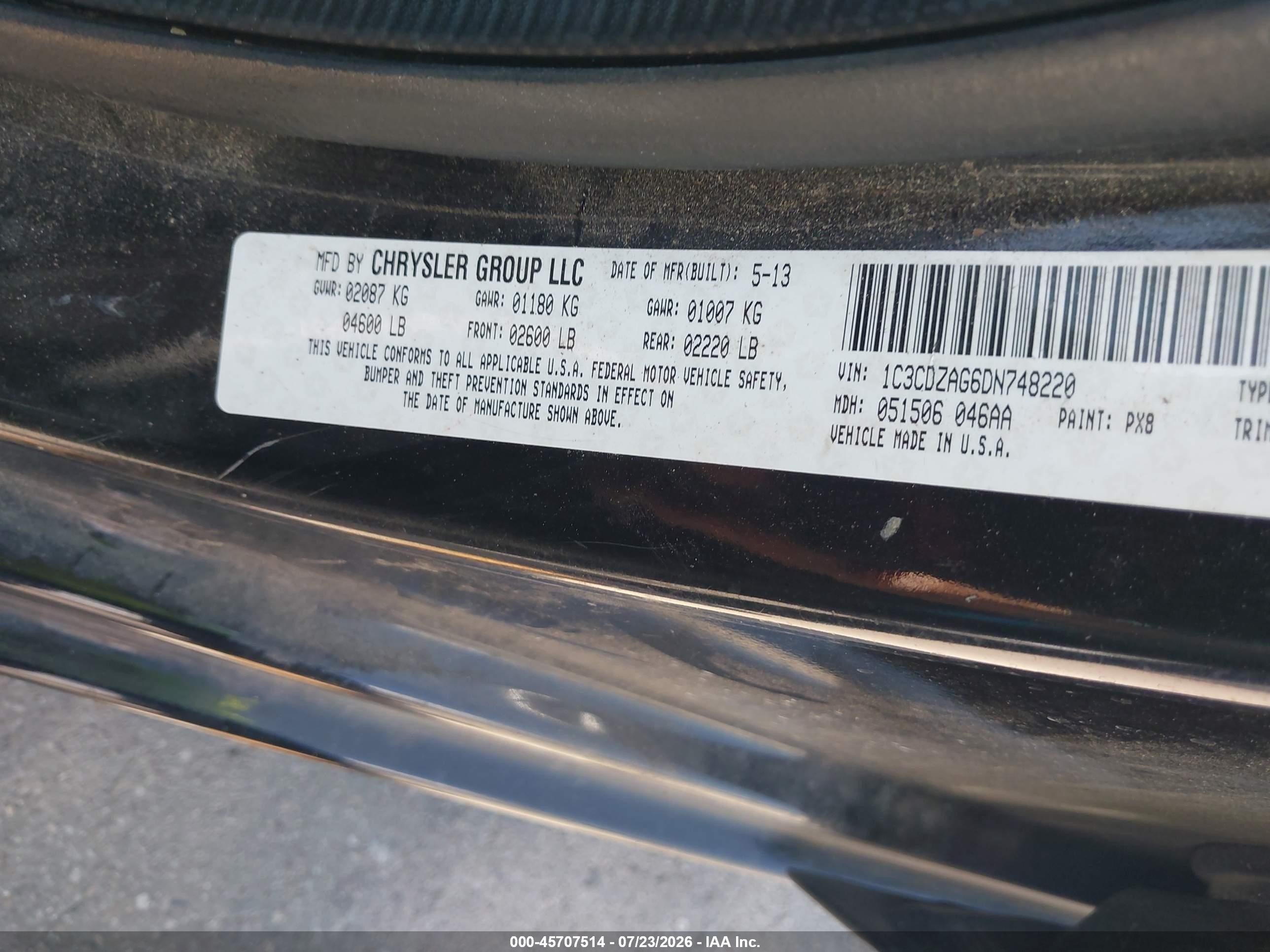 2013 Dodge Avenger Se V6 Black vin: 1C3CDZAG6DN748220