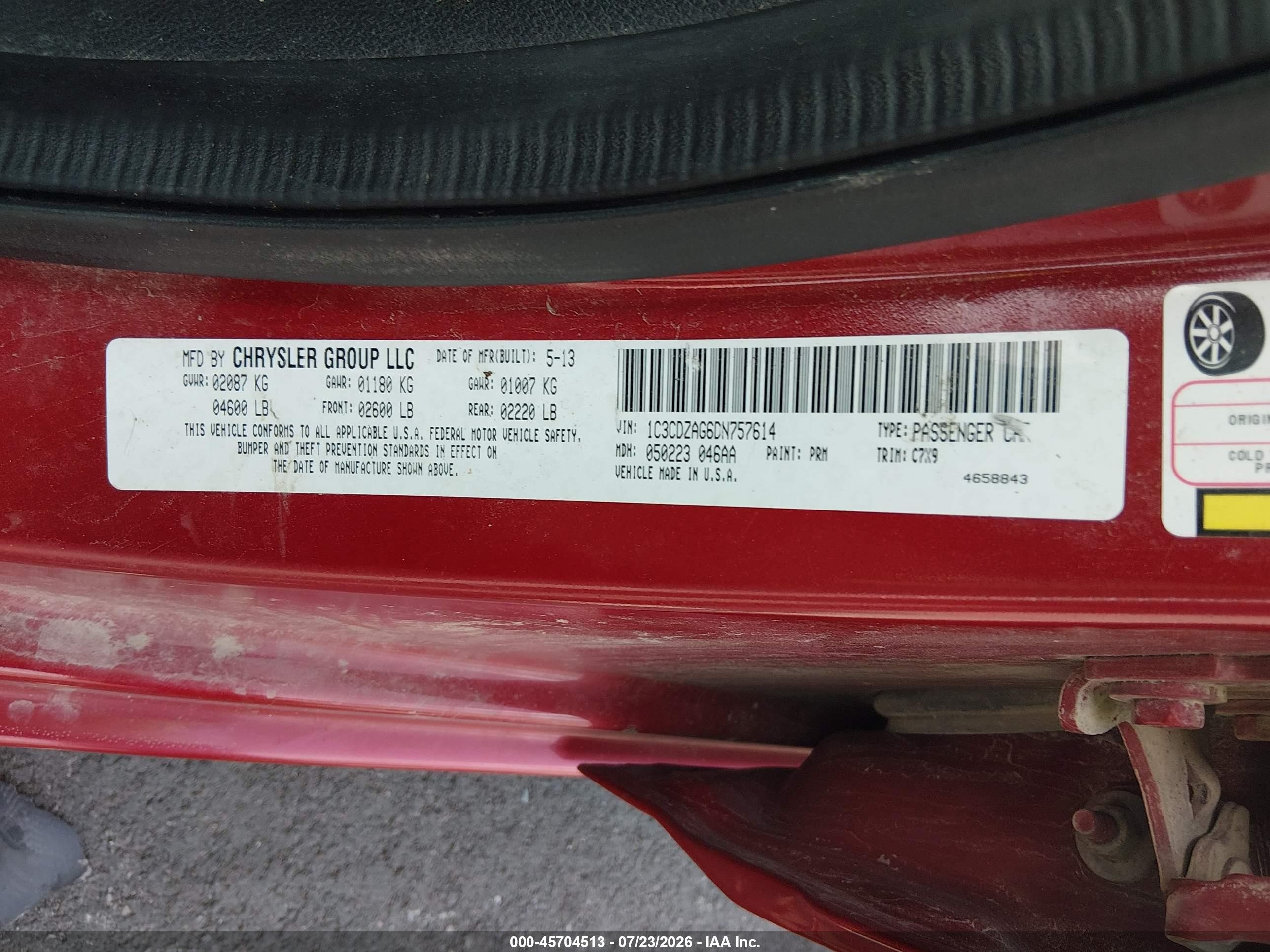 2013 Dodge Avenger Se V6 Red vin: 1C3CDZAG6DN757614