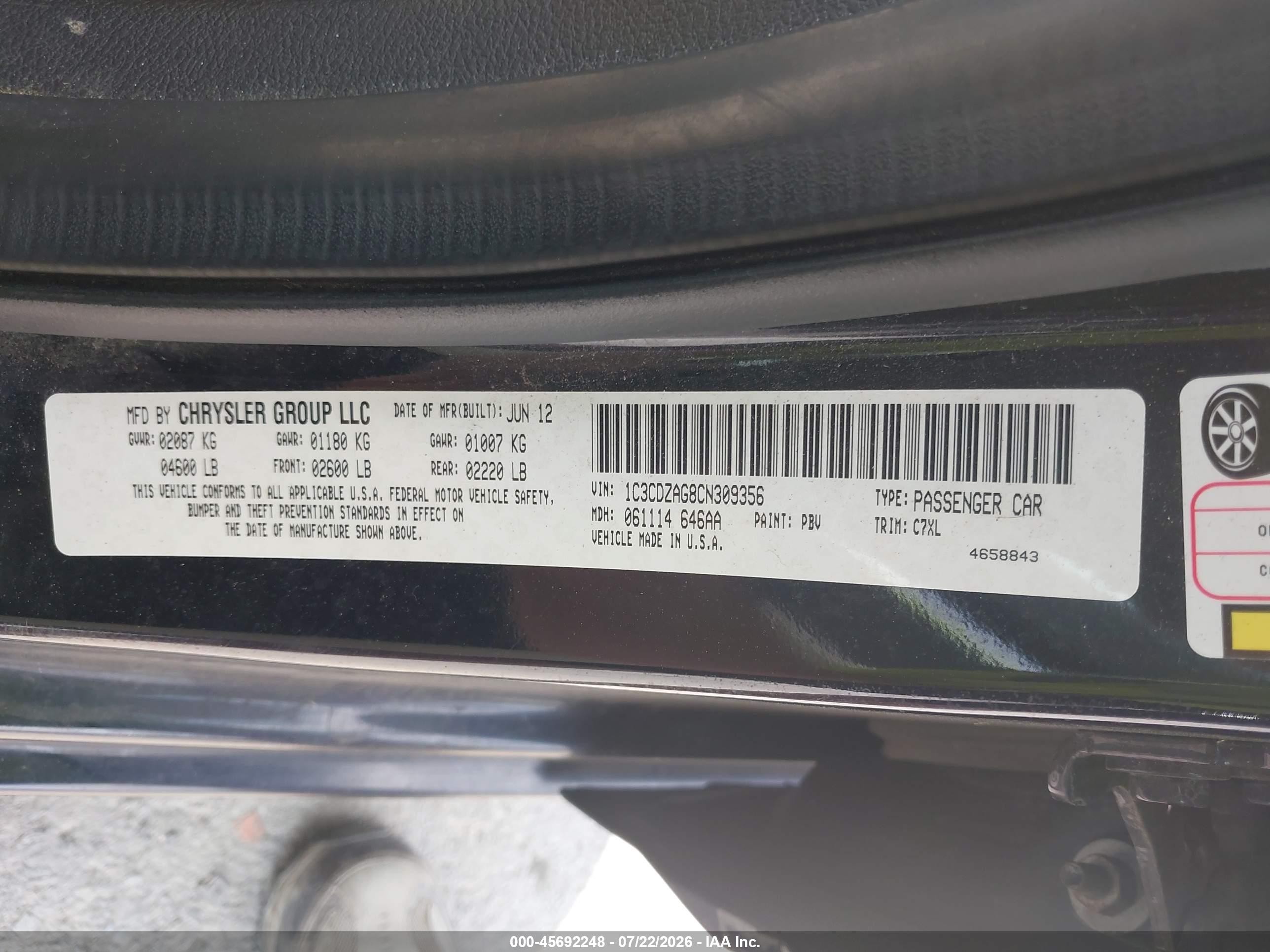 2012 Dodge Avenger Se Dark Blue vin: 1C3CDZAG8CN309356