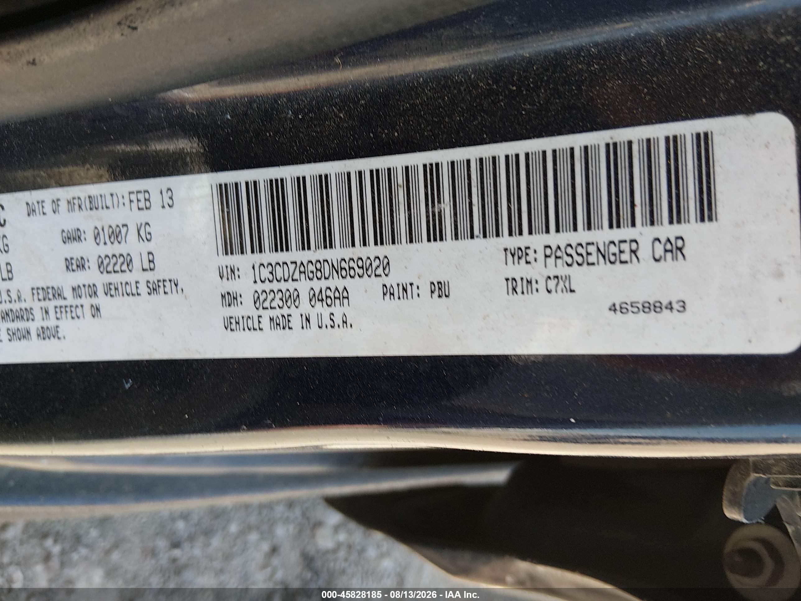 2013 Dodge Avenger Se V6 Blue vin: 1C3CDZAG8DN669020