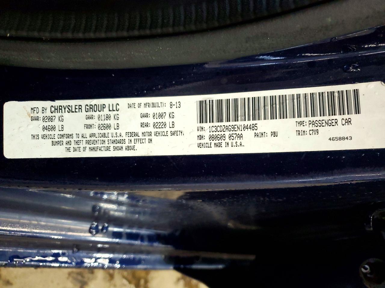 2014 Dodge Avenger Se Blue vin: 1C3CDZAG9EN104485