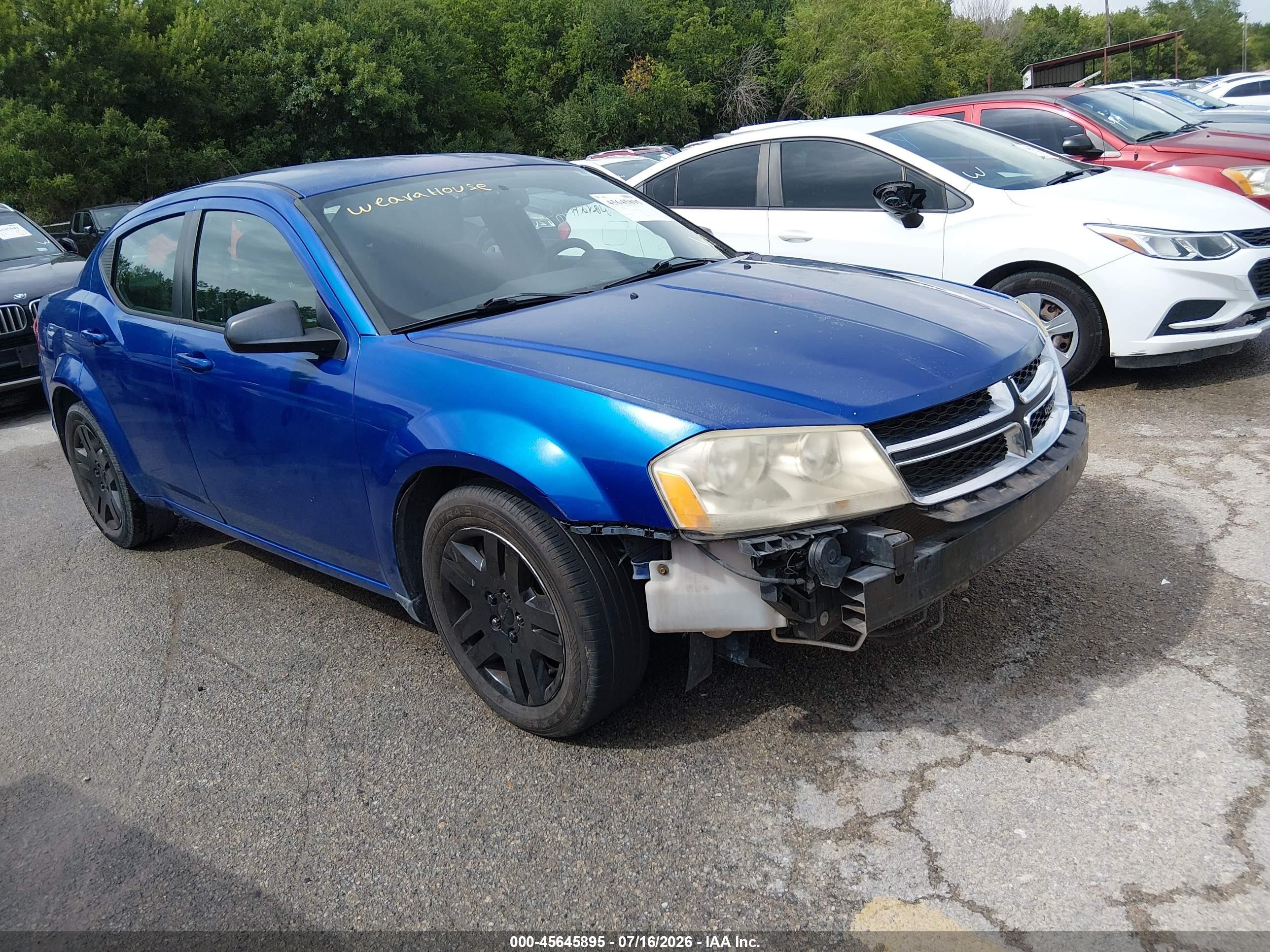 2014 Dodge Avenger Se Синий vin: 1C3CDZAG9EN218339