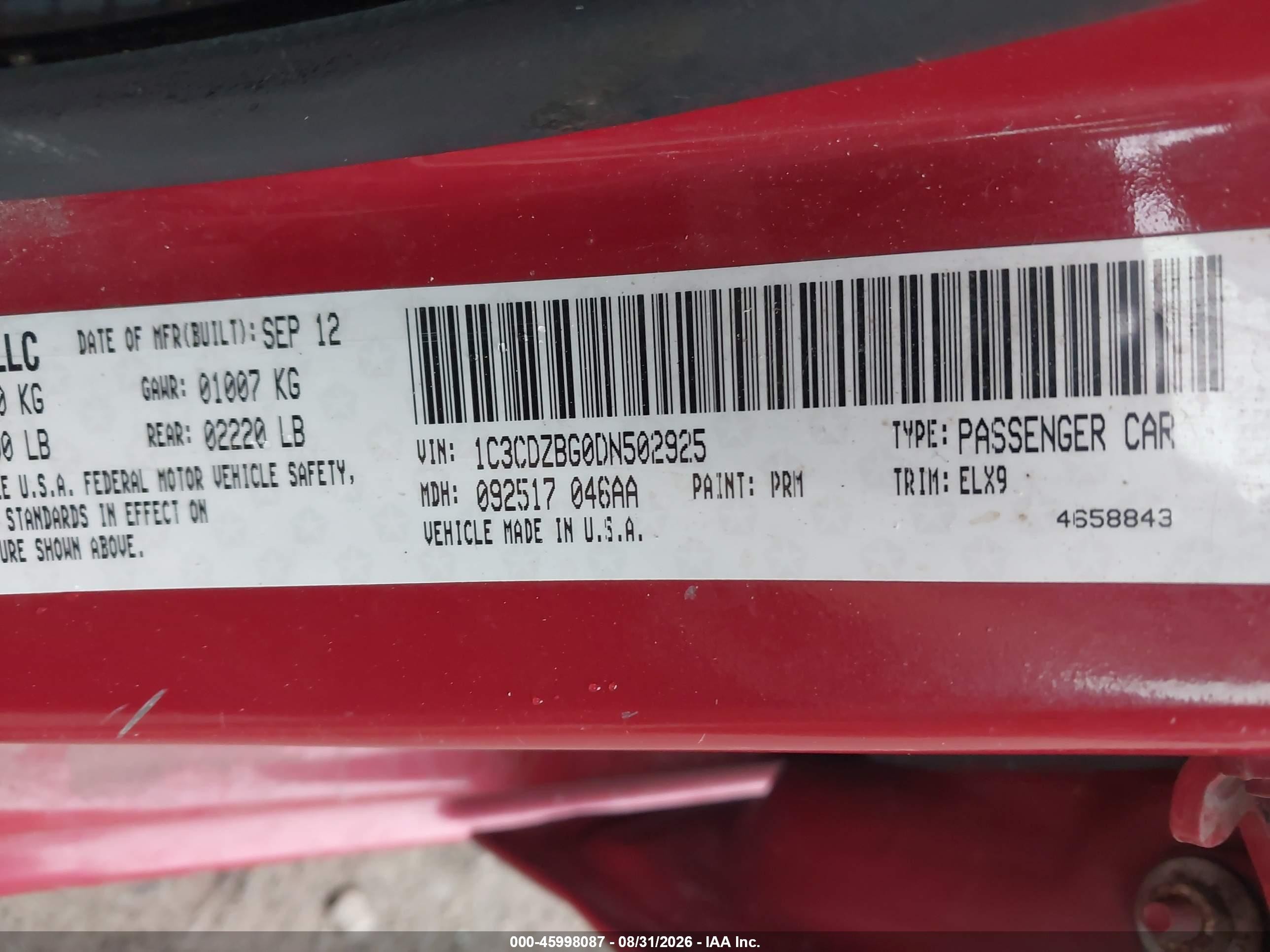 2013 Dodge Avenger R/t Красный vin: 1C3CDZBG0DN502925