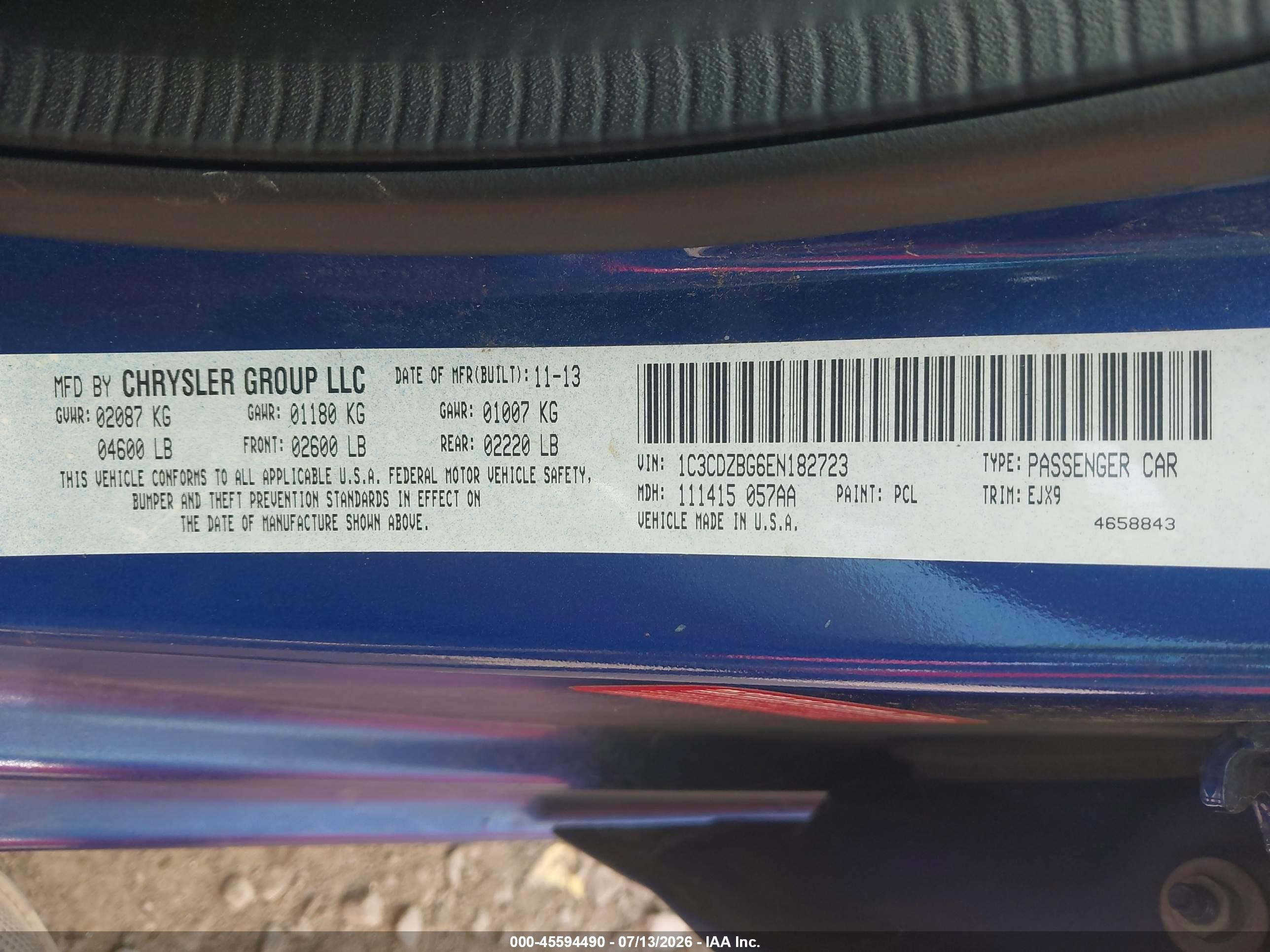 2014 Dodge Avenger R/t Синий vin: 1C3CDZBG6EN182723
