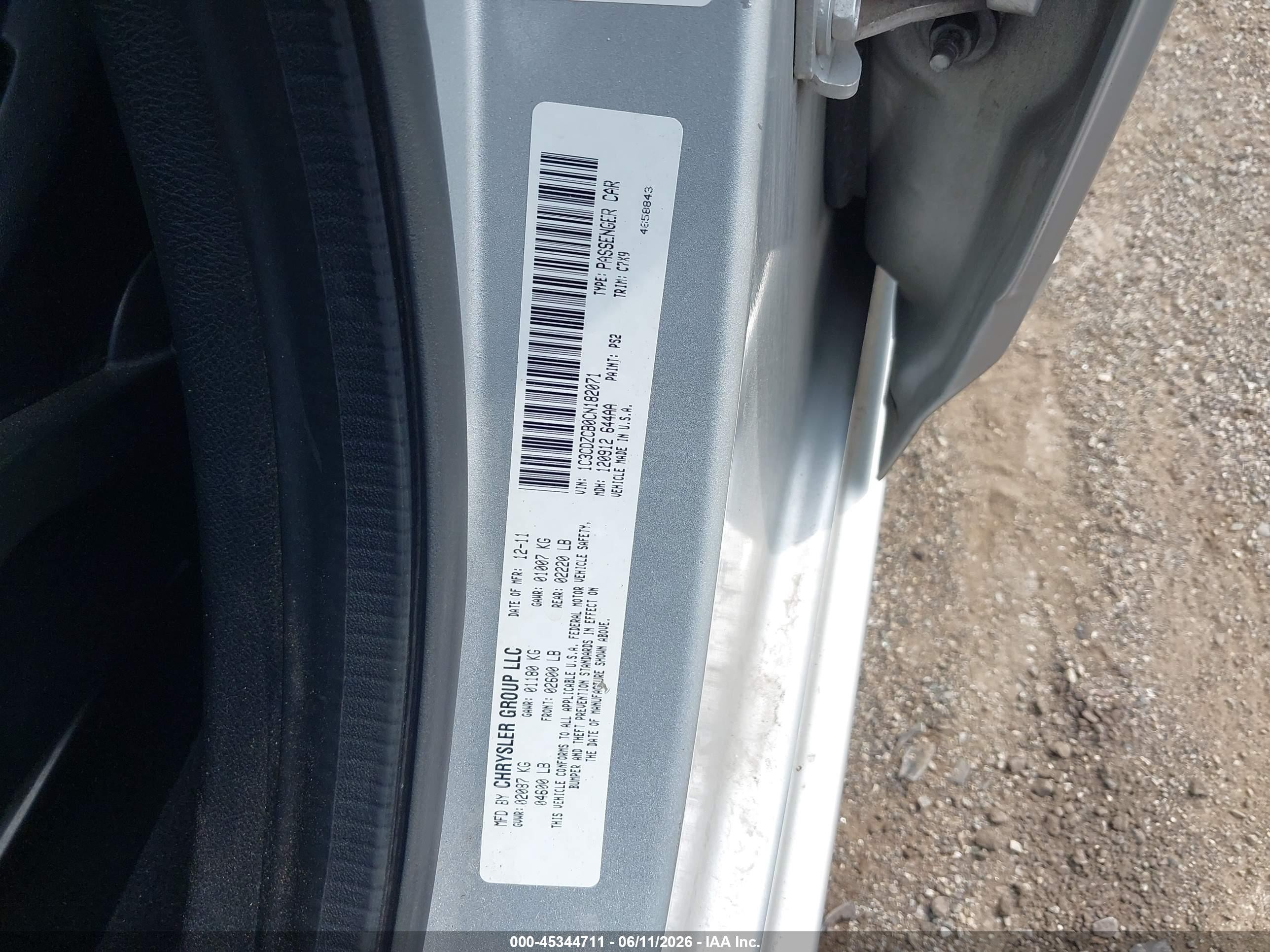 2012 Dodge Avenger Sxt Silver vin: 1C3CDZCB0CN182071