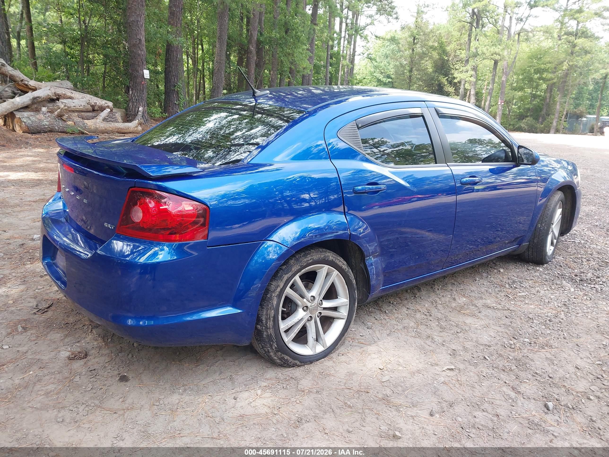 2012 Dodge Avenger Sxt Синий vin: 1C3CDZCB0CN200651